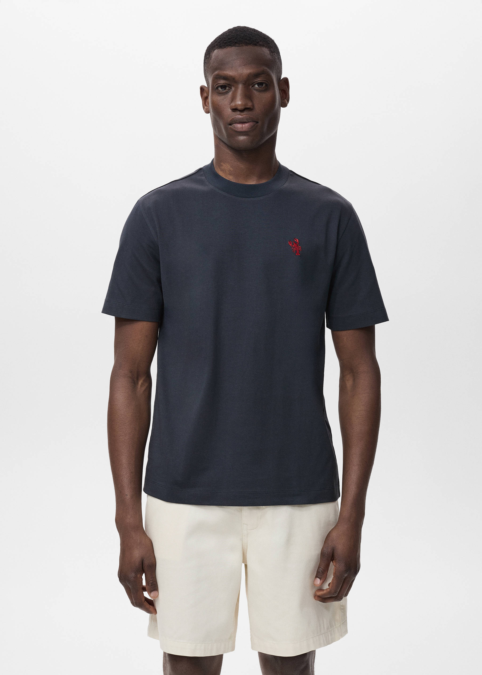 100% cotton t-shirt with embroidered detail - Medium plane