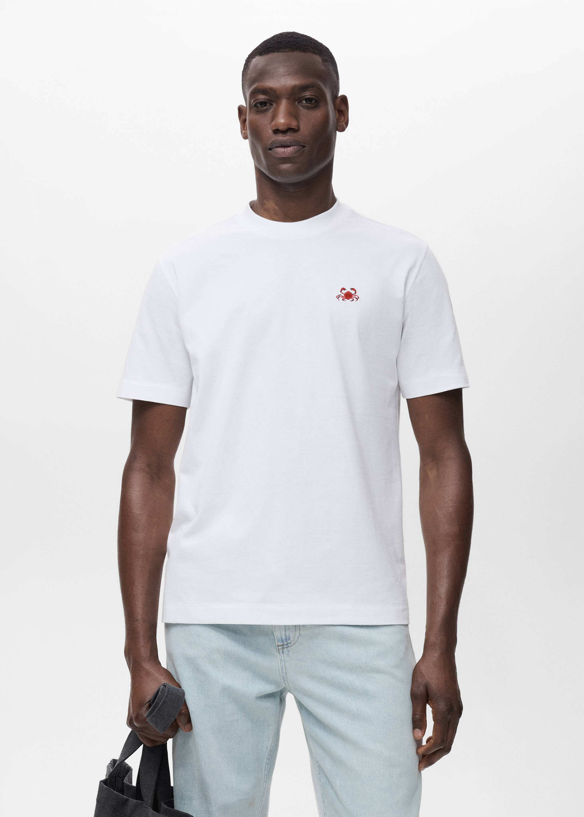 100% cotton t-shirt with embroidered detail - Medium plane