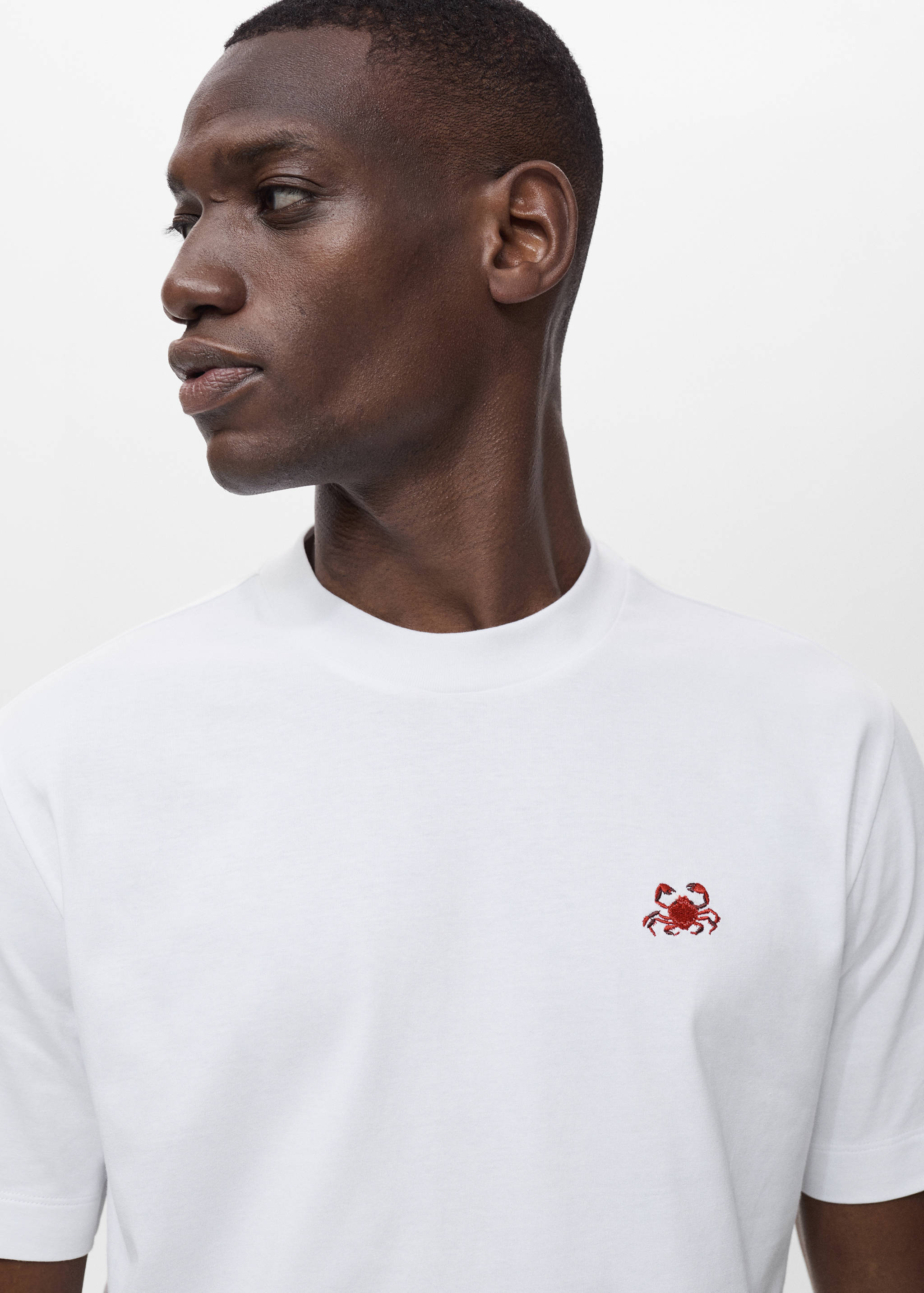 100% cotton t-shirt with embroidered detail - Details of the article 1