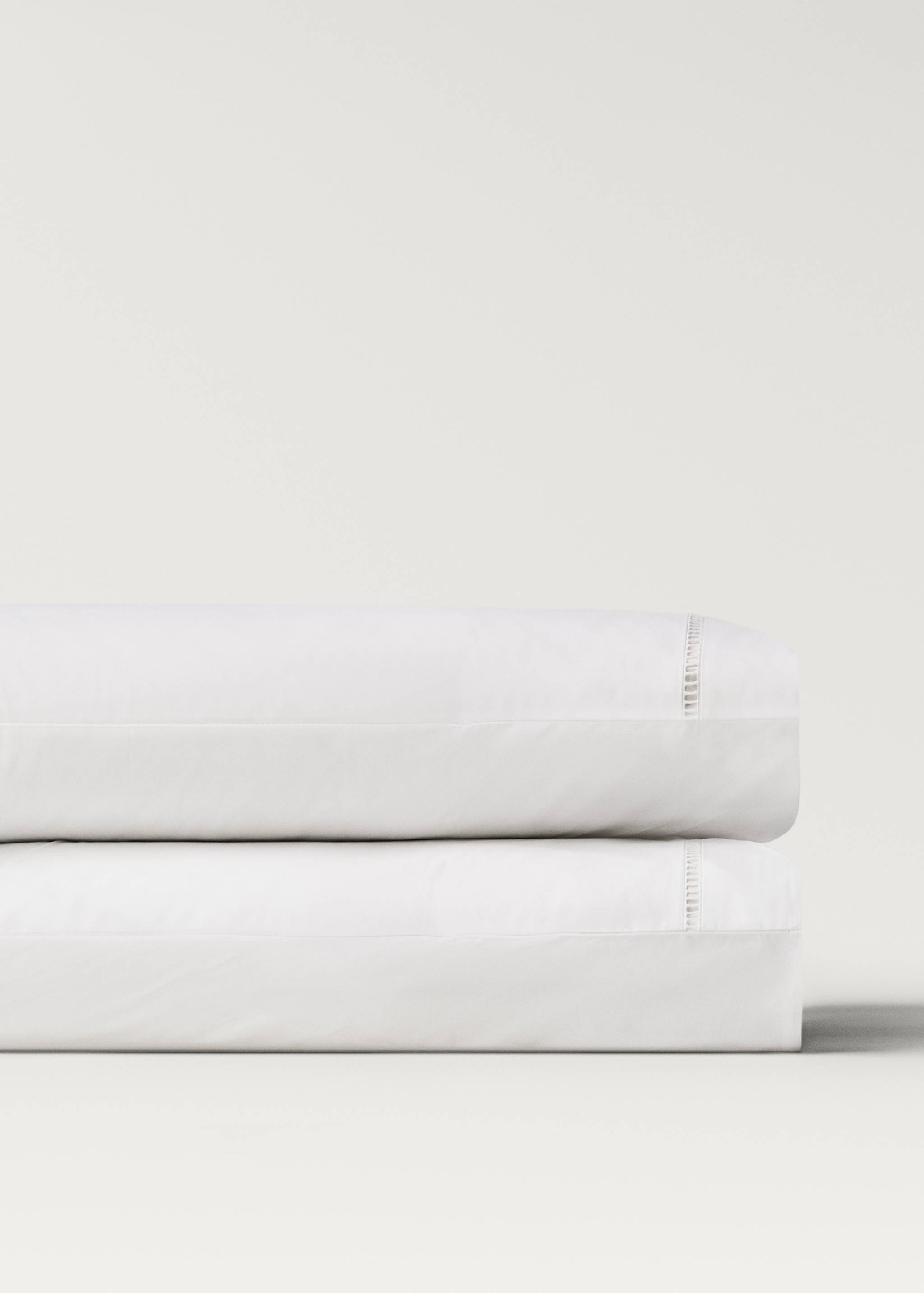 Two cotton percale pillowcases with hemstitch 50x75 cm - Details of the article 1