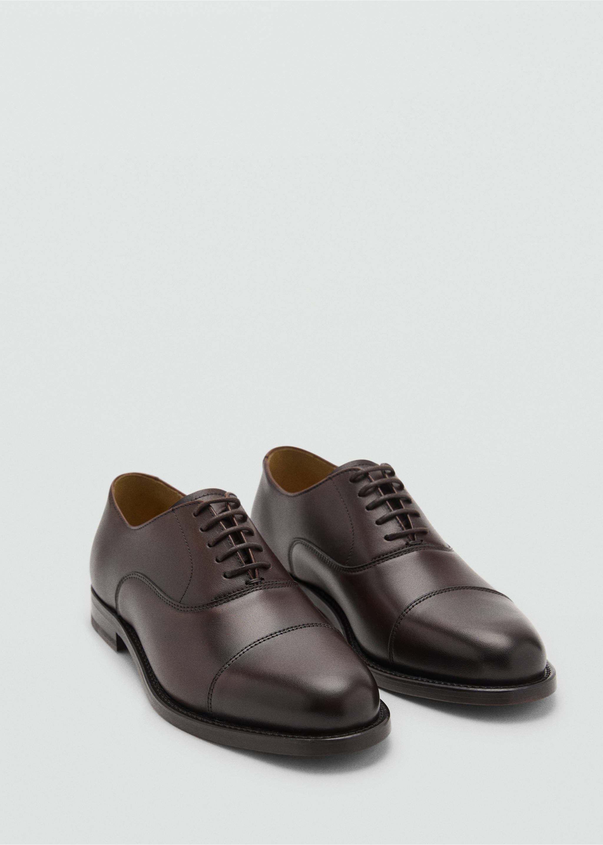 Zapato estilo Oxford piel - Plano medio, Marrón. Ref: 17011284-00.