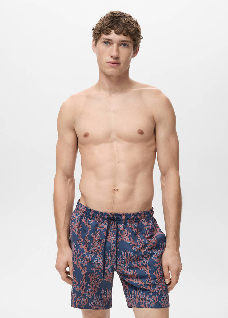 Swimsuit with coral print — Coral Red