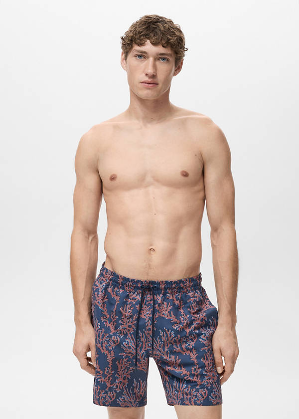 Swimsuit with coral print — Coral Red