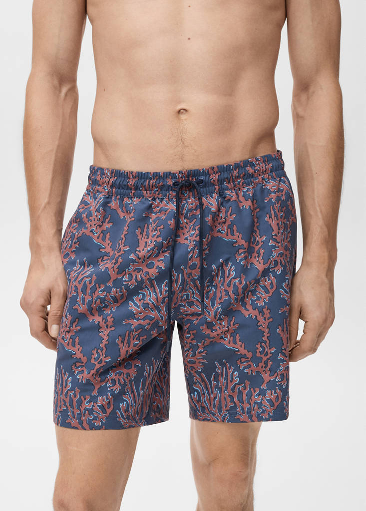 Swimsuit with coral print — Coral Red
