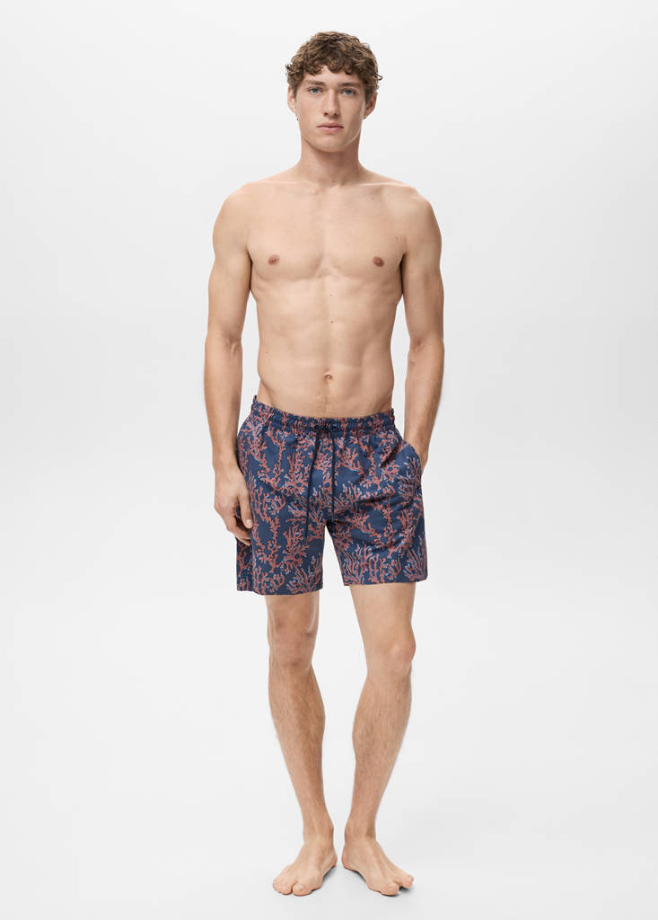 Swimsuit with coral print — Coral Red