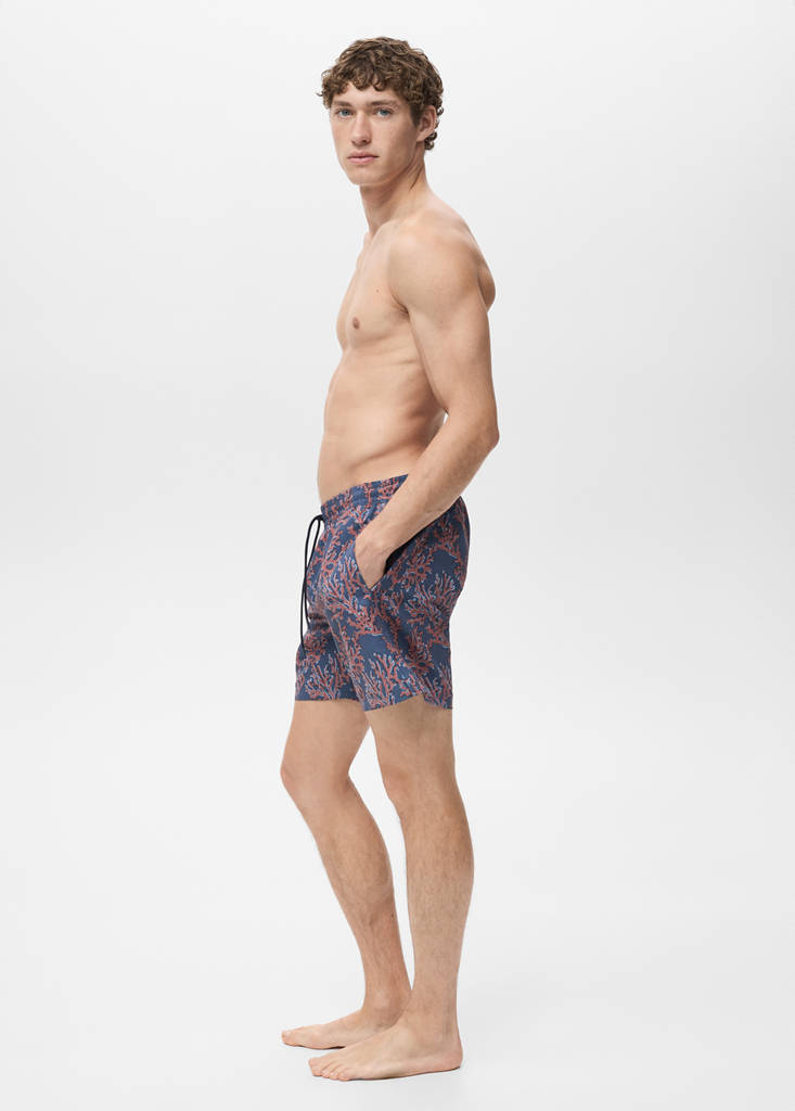 Swimsuit with coral print — Coral Red