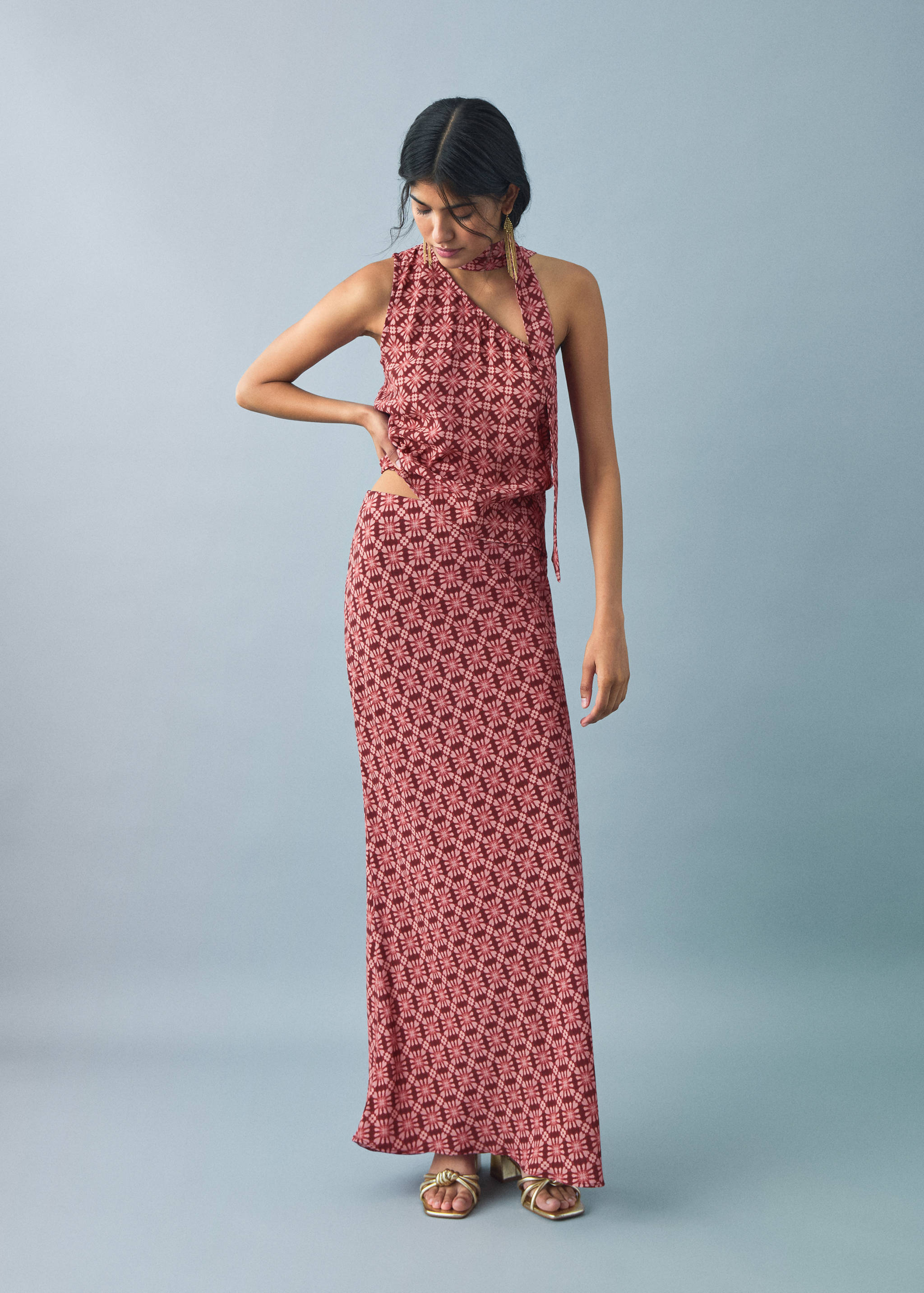 Splývavá sukně s potiskem - Celkový náhled