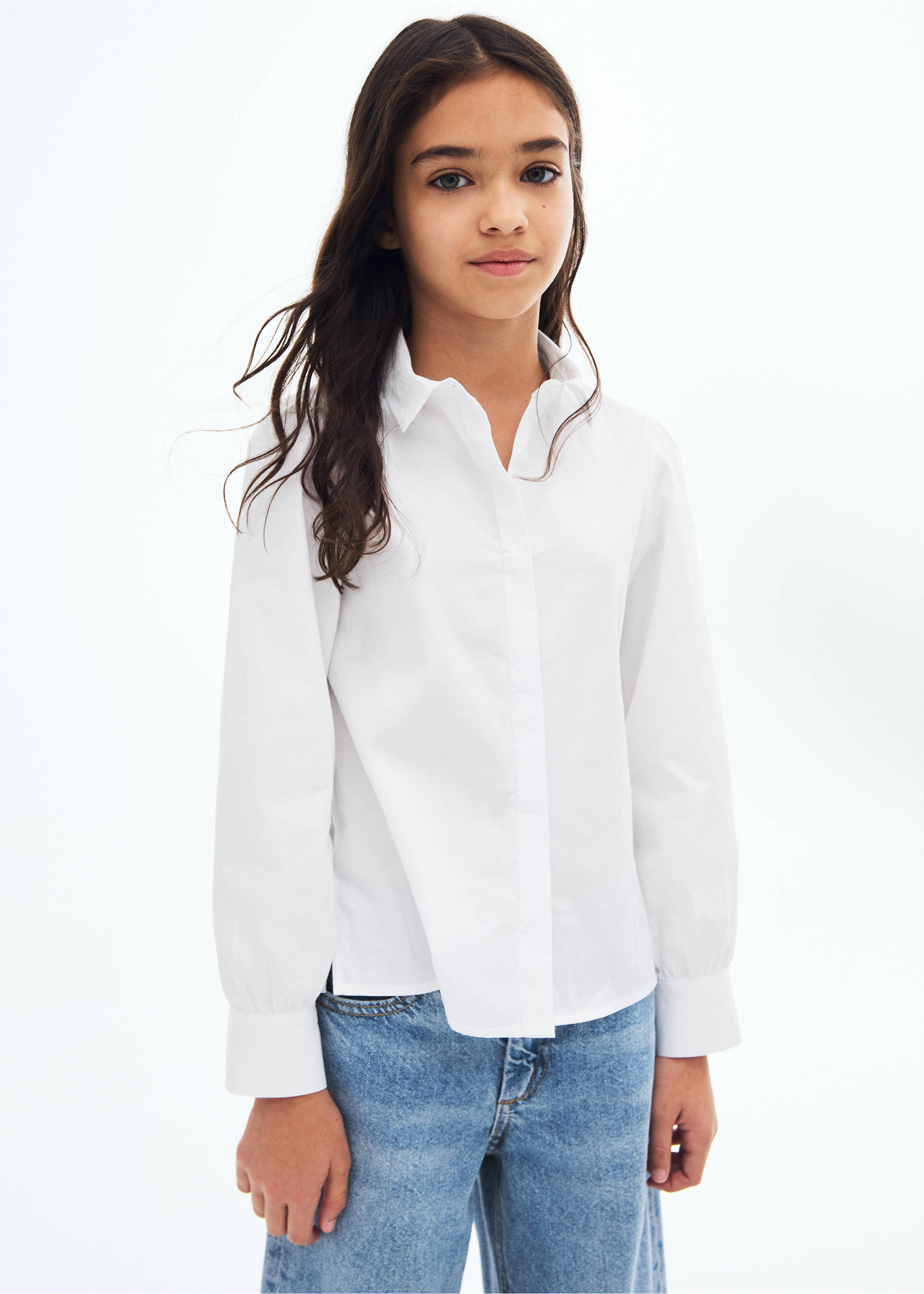 Chemise longue coton - Plan moyen, Blanc. Ref: 17011519-00.