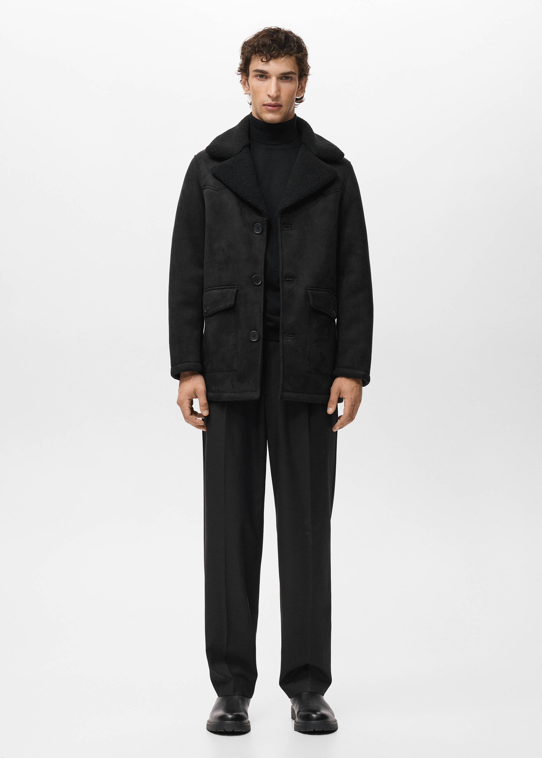 Manteau effet daim imitation mouton retourné - Plan général