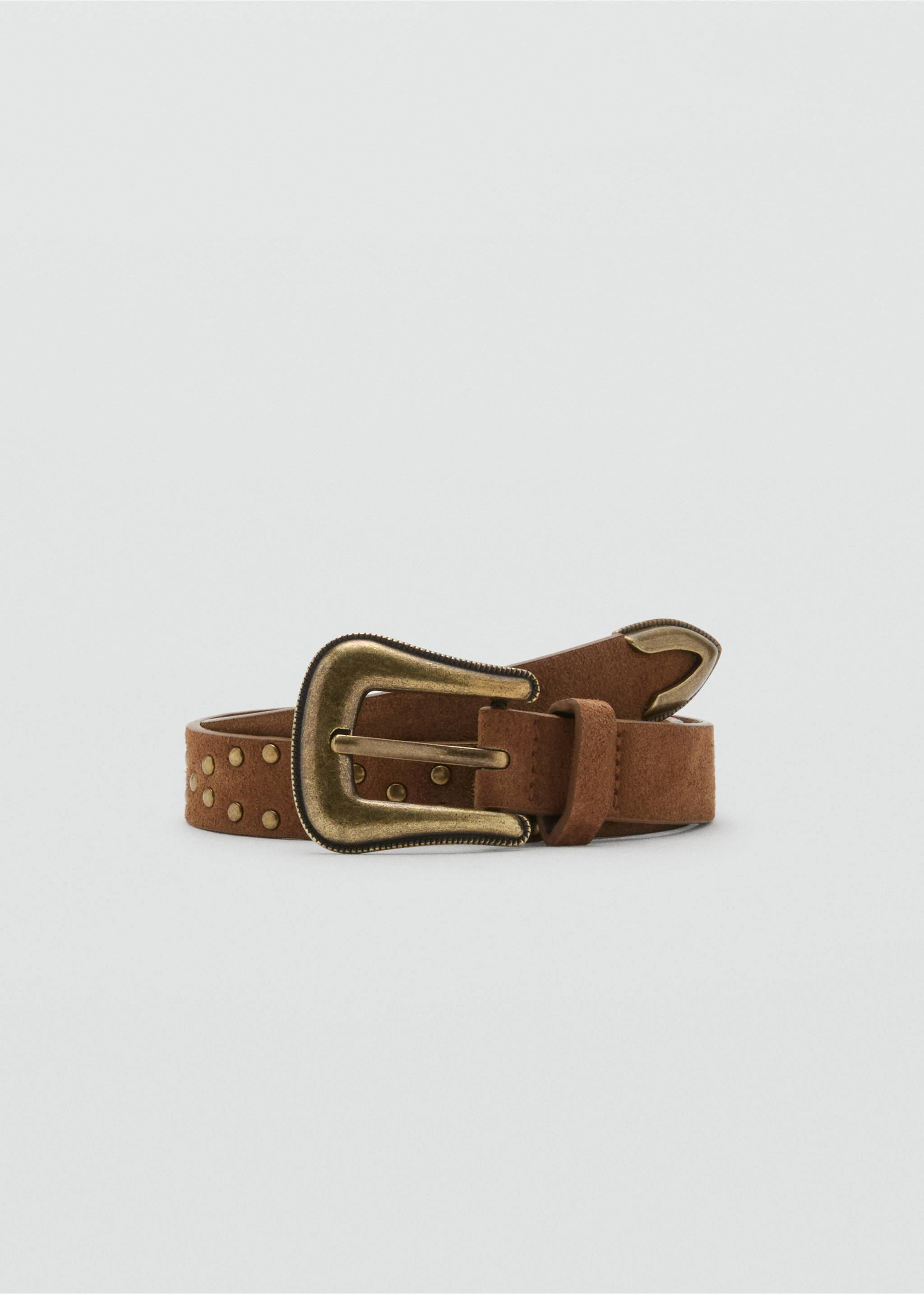 Ceinture cuir rivets - Article sans modèle, Marron moyen. Ref: 17011522-00.