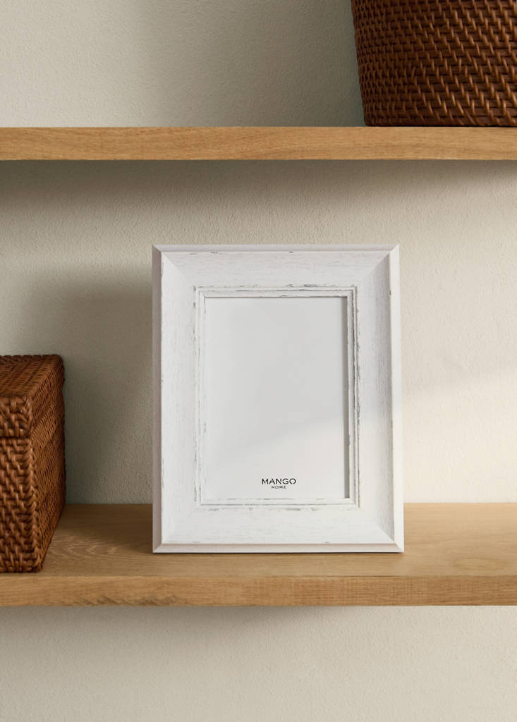 Large distressed profile photo frame — White