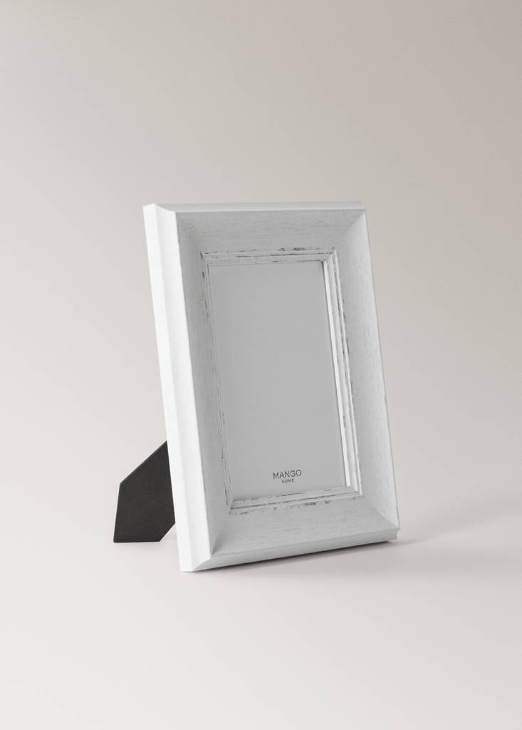 Large distressed profile photo frame — White