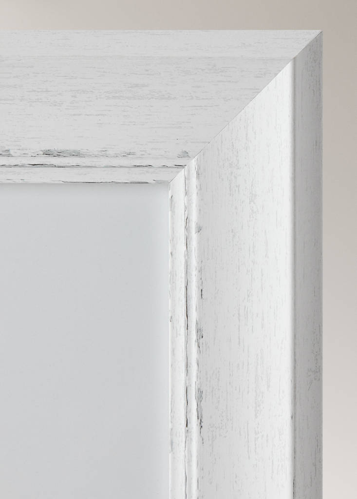 Large distressed profile photo frame — White