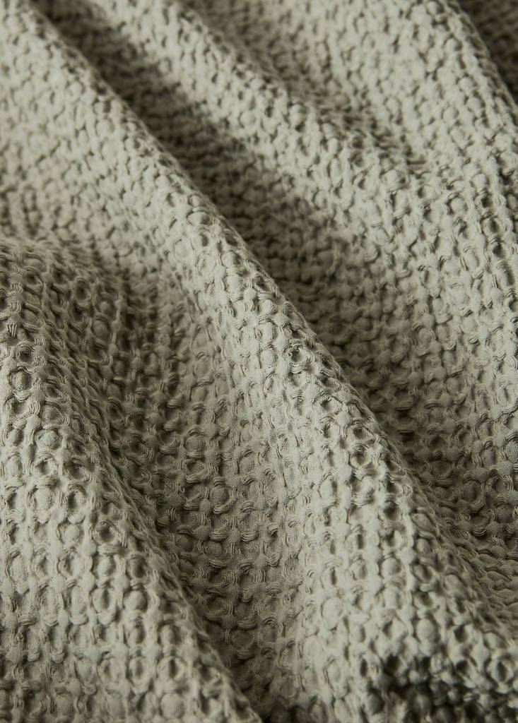 Percale cotton waffle duvet cover King bed — Forest Green