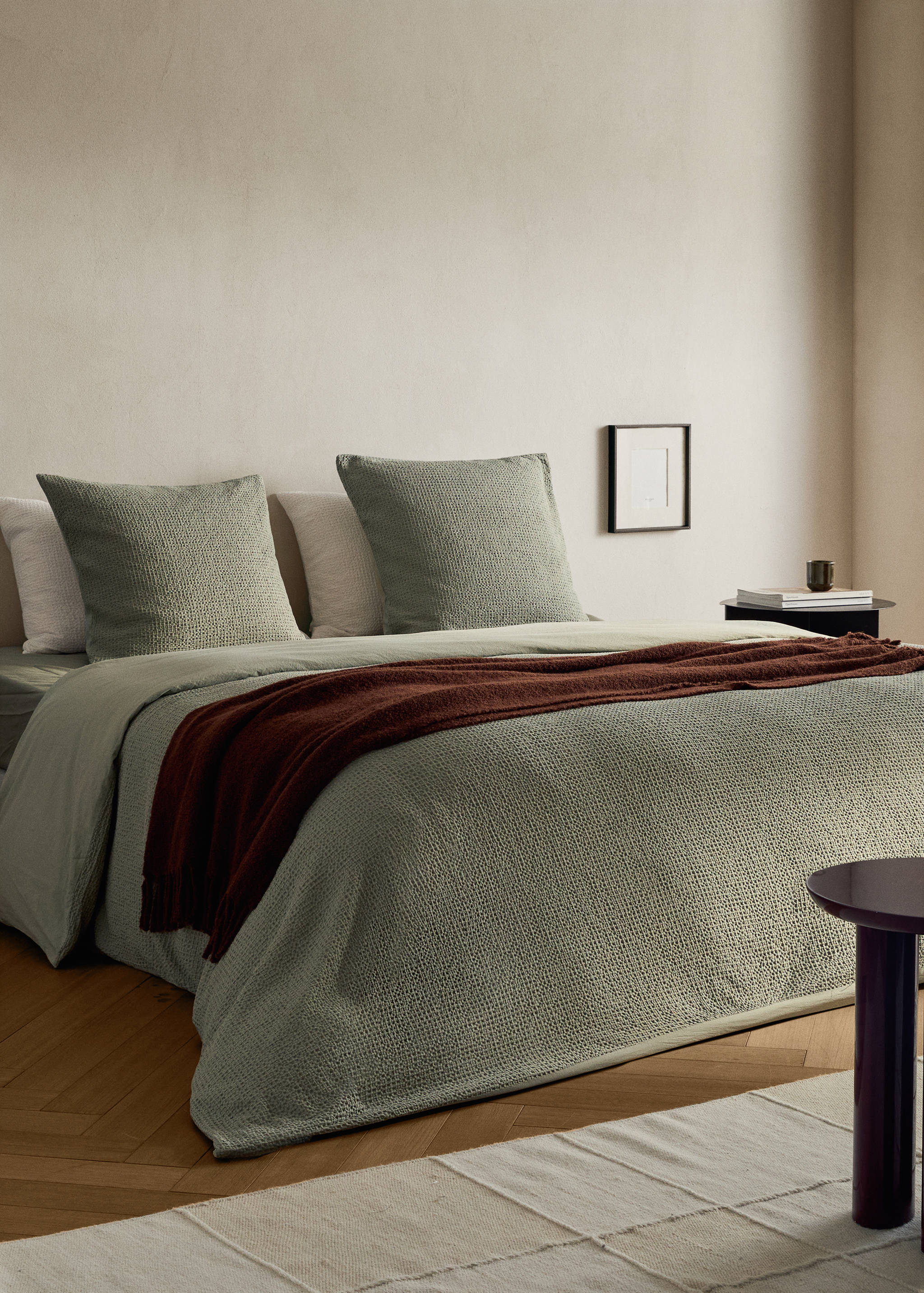 Percale cotton waffle duvet cover for 135/140 cm bed - General plane