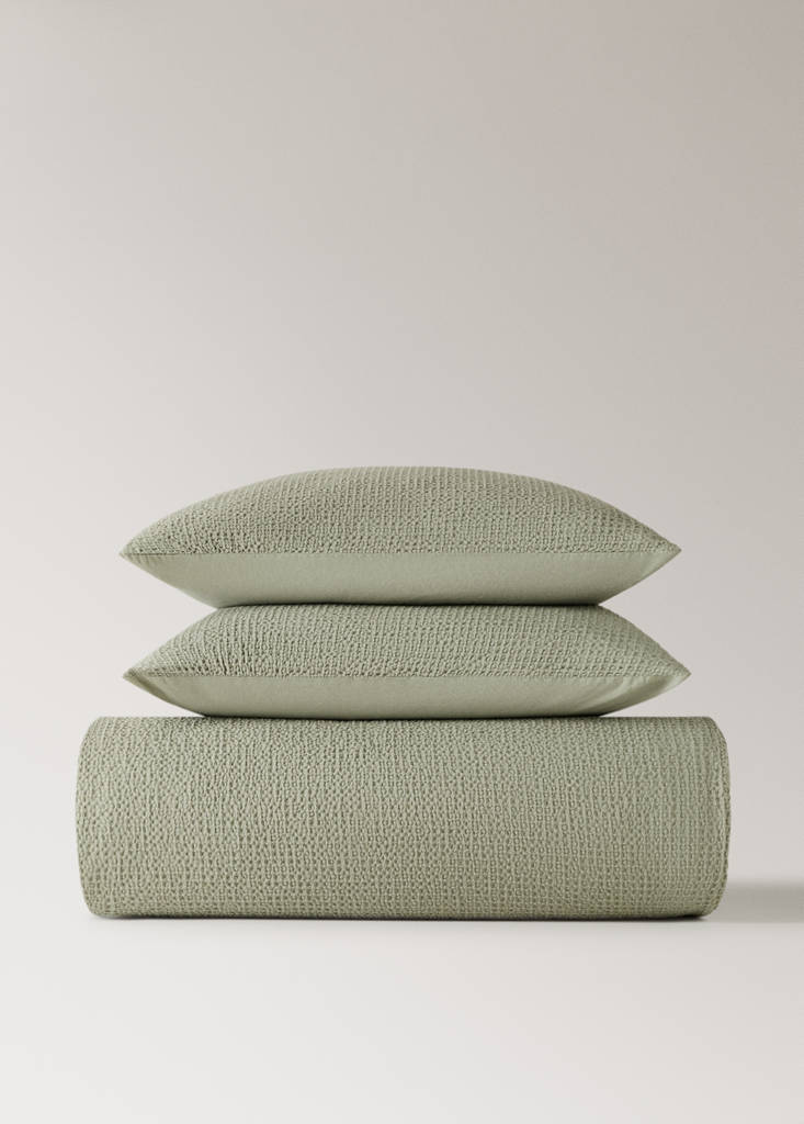 Percale cotton waffle duvet cover for 135/140 cm bed — Forest Green