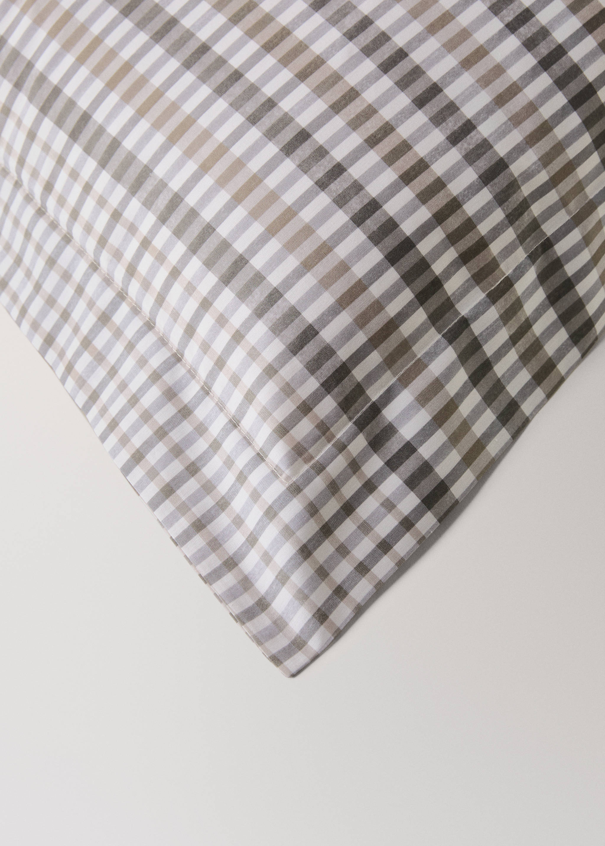 Μαξιλαροθήκη από βαμβάκι περκάλι 200 κλωστών με καρό σχέδιο 60x60 εκ - Λεπτομέρεια του προϊόντος 3