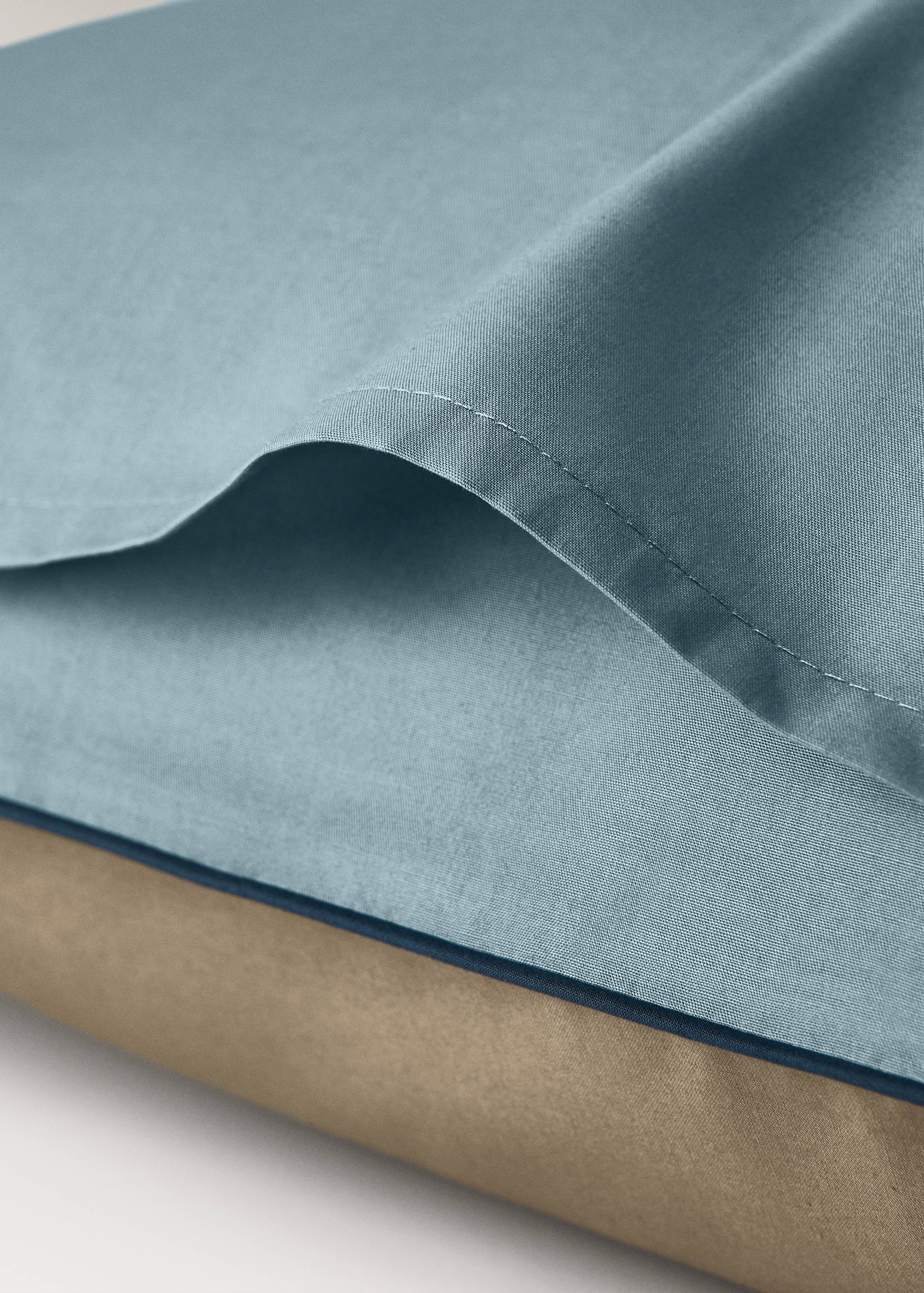 Reversible percale cotton pillowcase with contrasting piping 50x75 cm - Details of the article 1