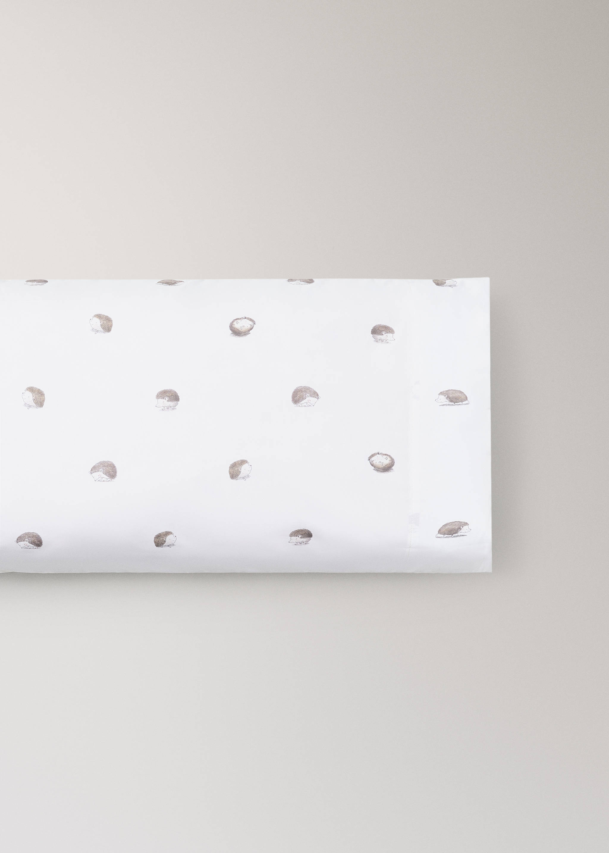 Taie d’oreiller percale de coton imprimé hérissons 45x110 cm - Article sans modèle