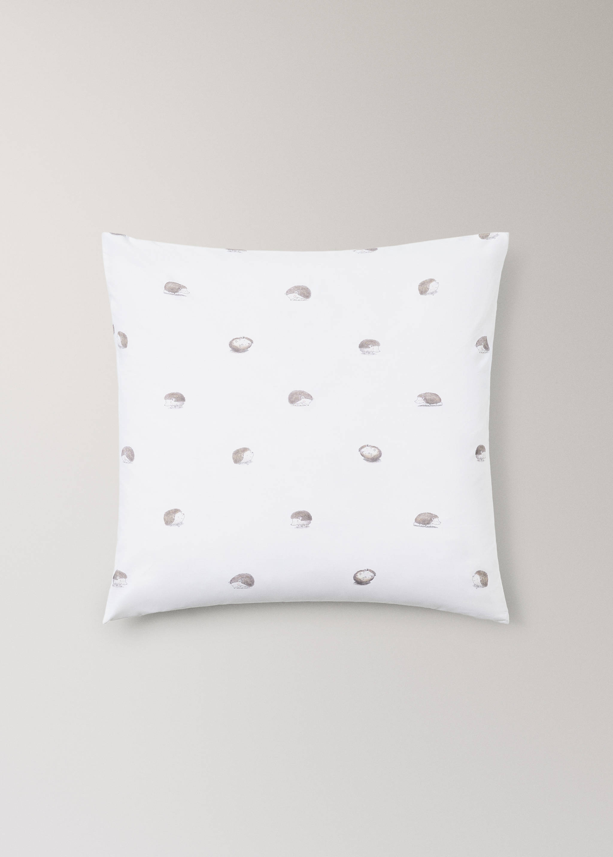 Taie d'oreiller enfant percale de coton imprimé hérissons 60x60 cm - Article sans modèle