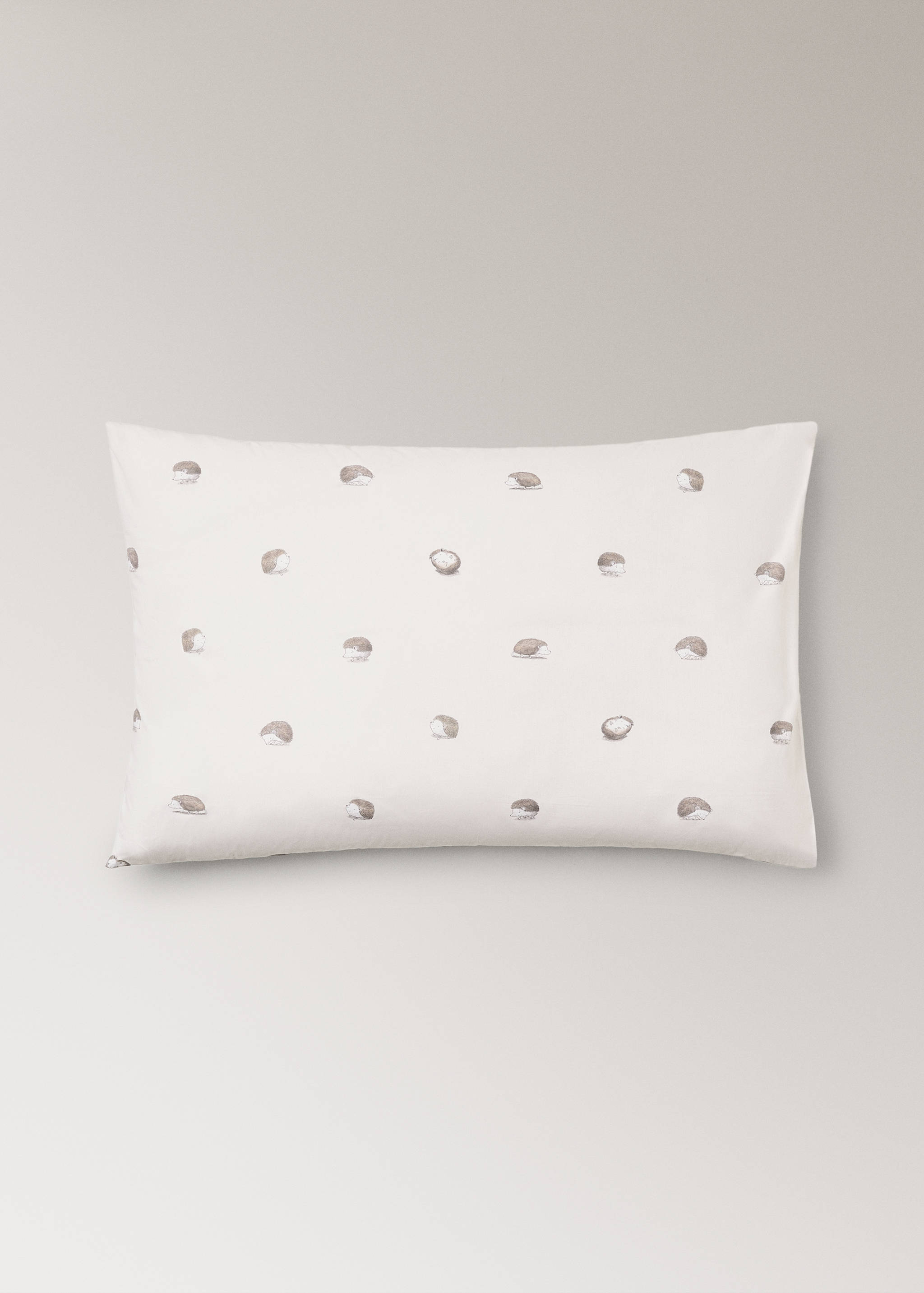 Taie d’oreiller percale de coton imprimé hérissons 50x75 cm - Article sans modèle