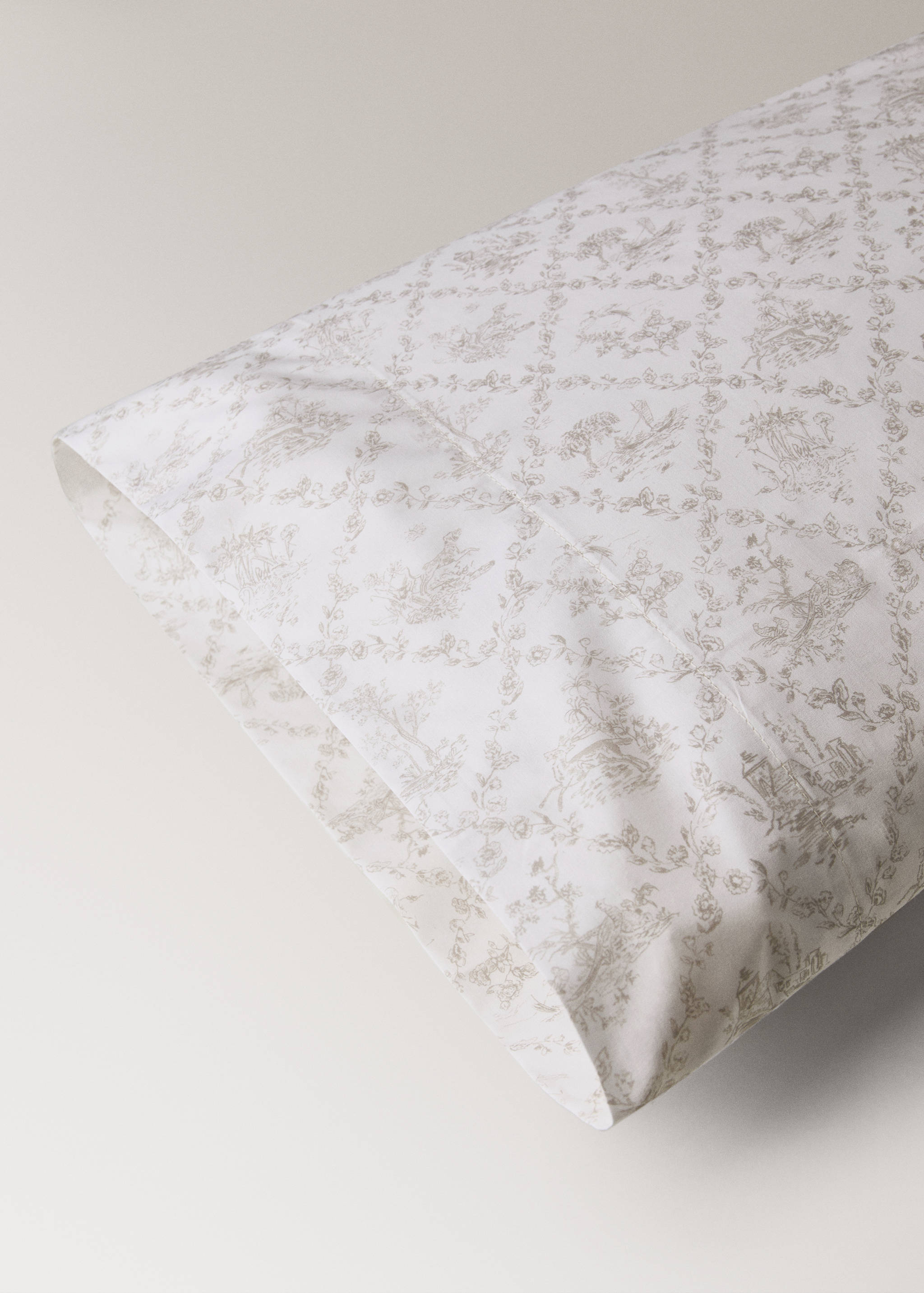 Toile de Jouy percale cotton pillowcase 45x110 cm - Details of the article 1