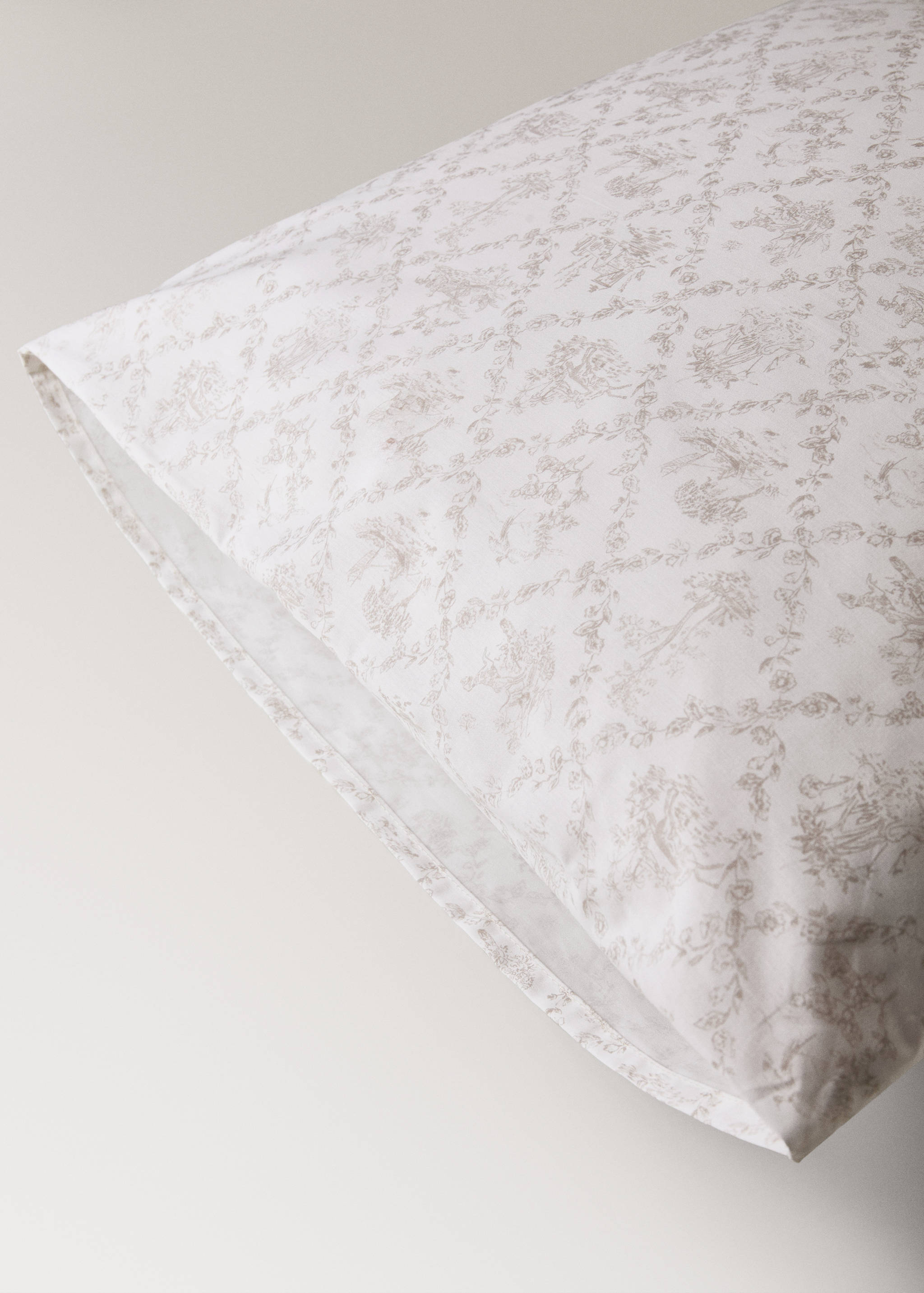 Toile de Jouy percale cotton pillowcase 60x60 cm - Details of the article 1