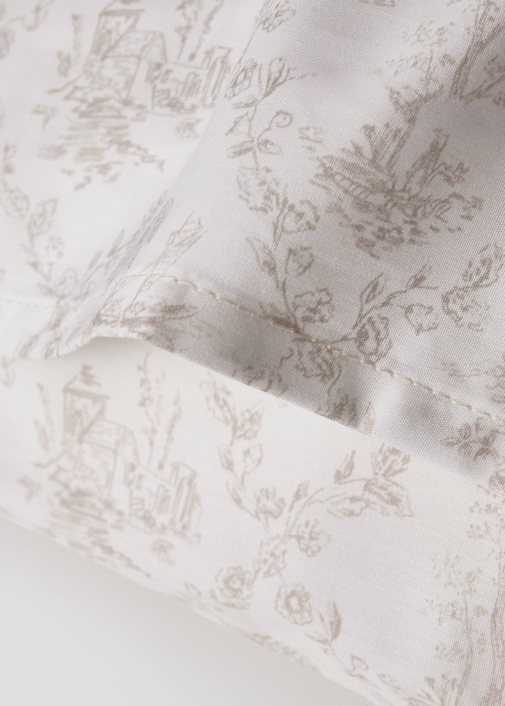 Toile de Jouy percale cotton pillowcase 60x60 cm - Details of the article 2