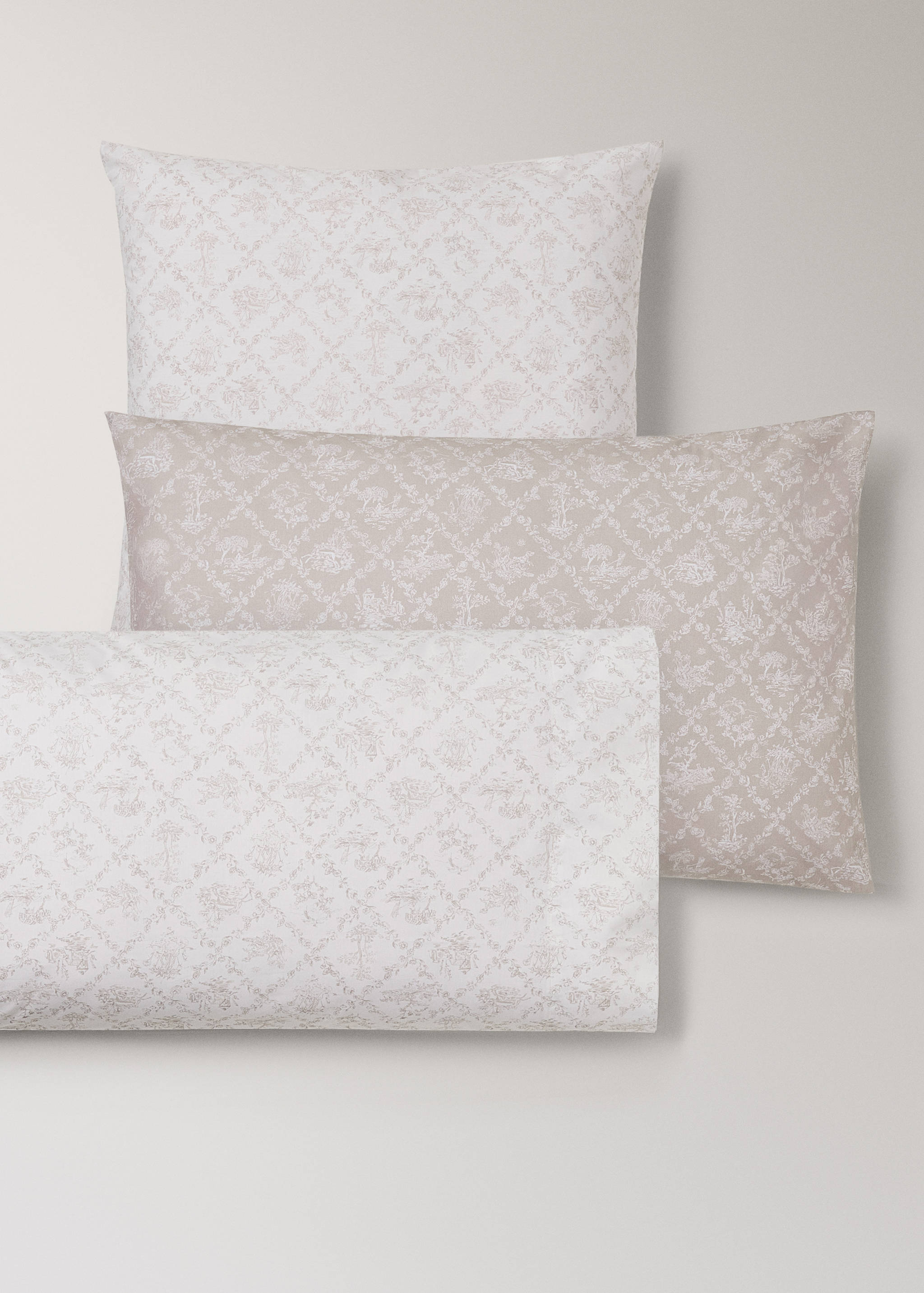 Toile de Jouy percale cotton pillowcase 60x60 cm - Details of the article 3