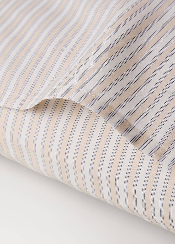 Percale cotton pillowcase with fine stripe print 60x60 cm — Vanilla