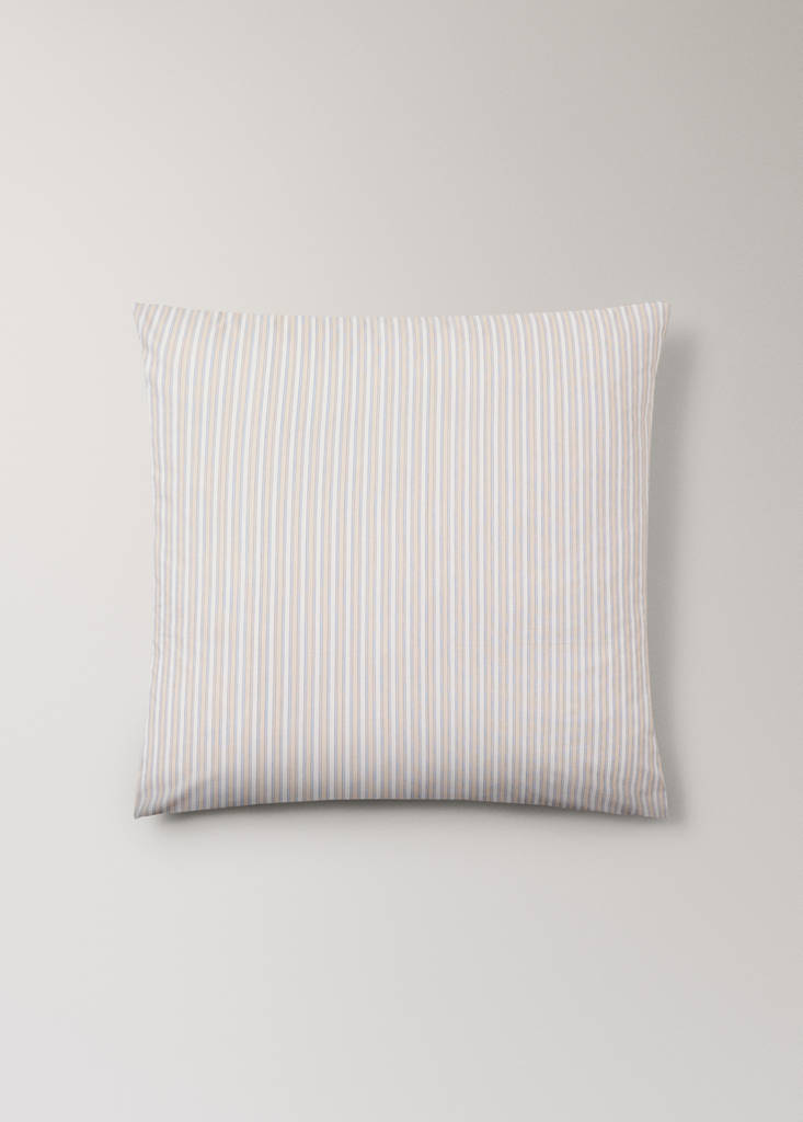 Percale cotton pillowcase with fine stripe print 60x60 cm — Vanilla