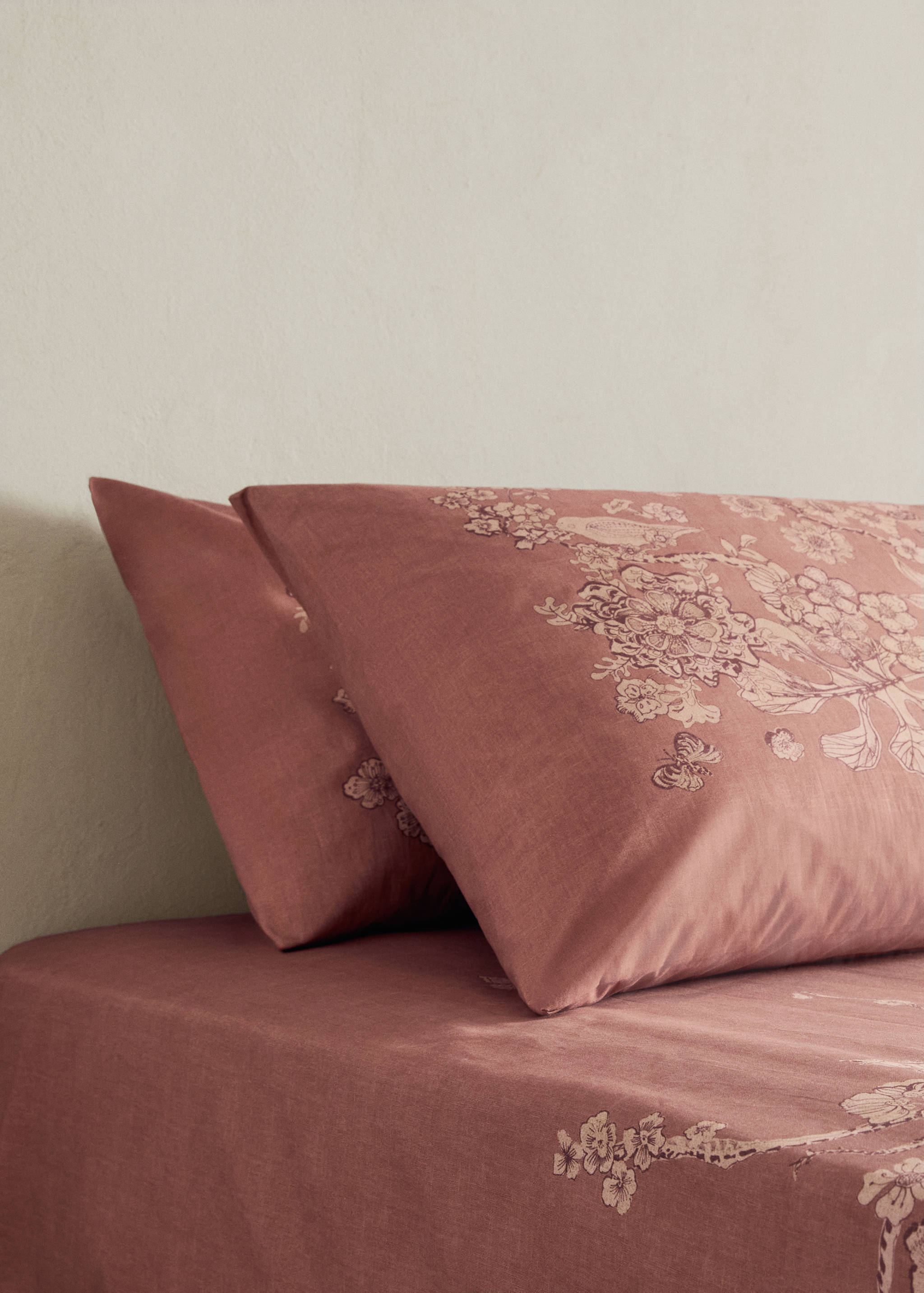 Percale cotton floral-print pillowcase 50x75 cm - General plane