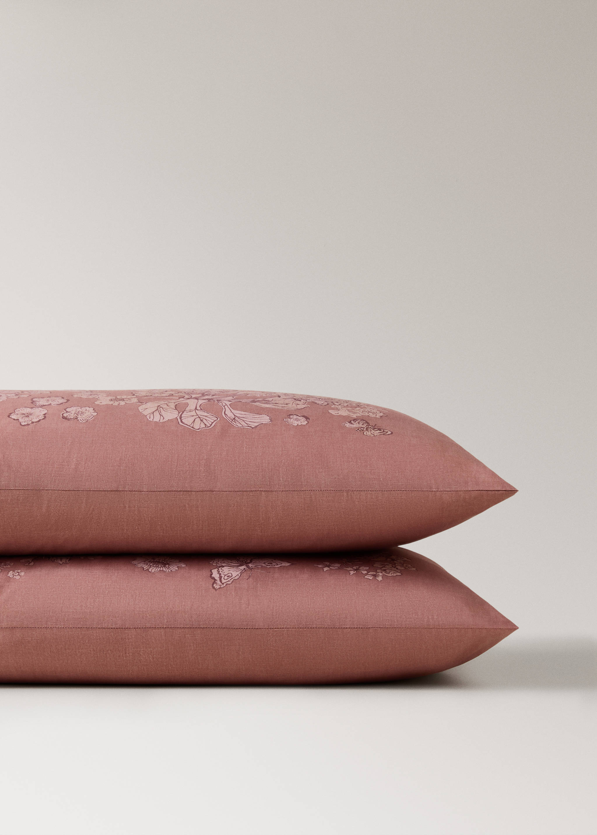 Percale cotton floral-print pillowcase 50x75 cm - Details of the article 1