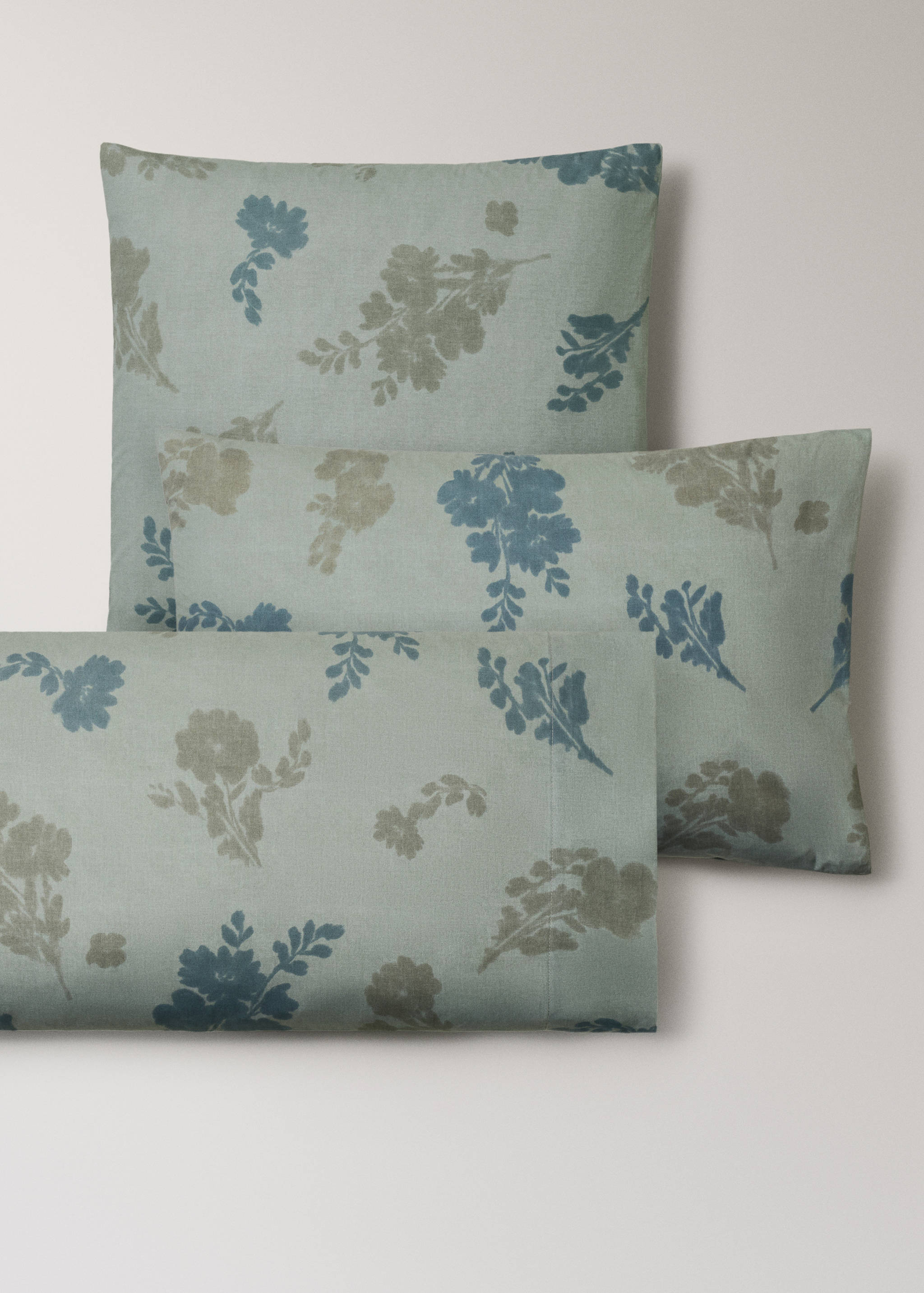 Kissenbezug aus Baumwollperkal mit 200 Fäden, verschwommene Blumenmuster, 60x60 cm - Detail des Artikels 4