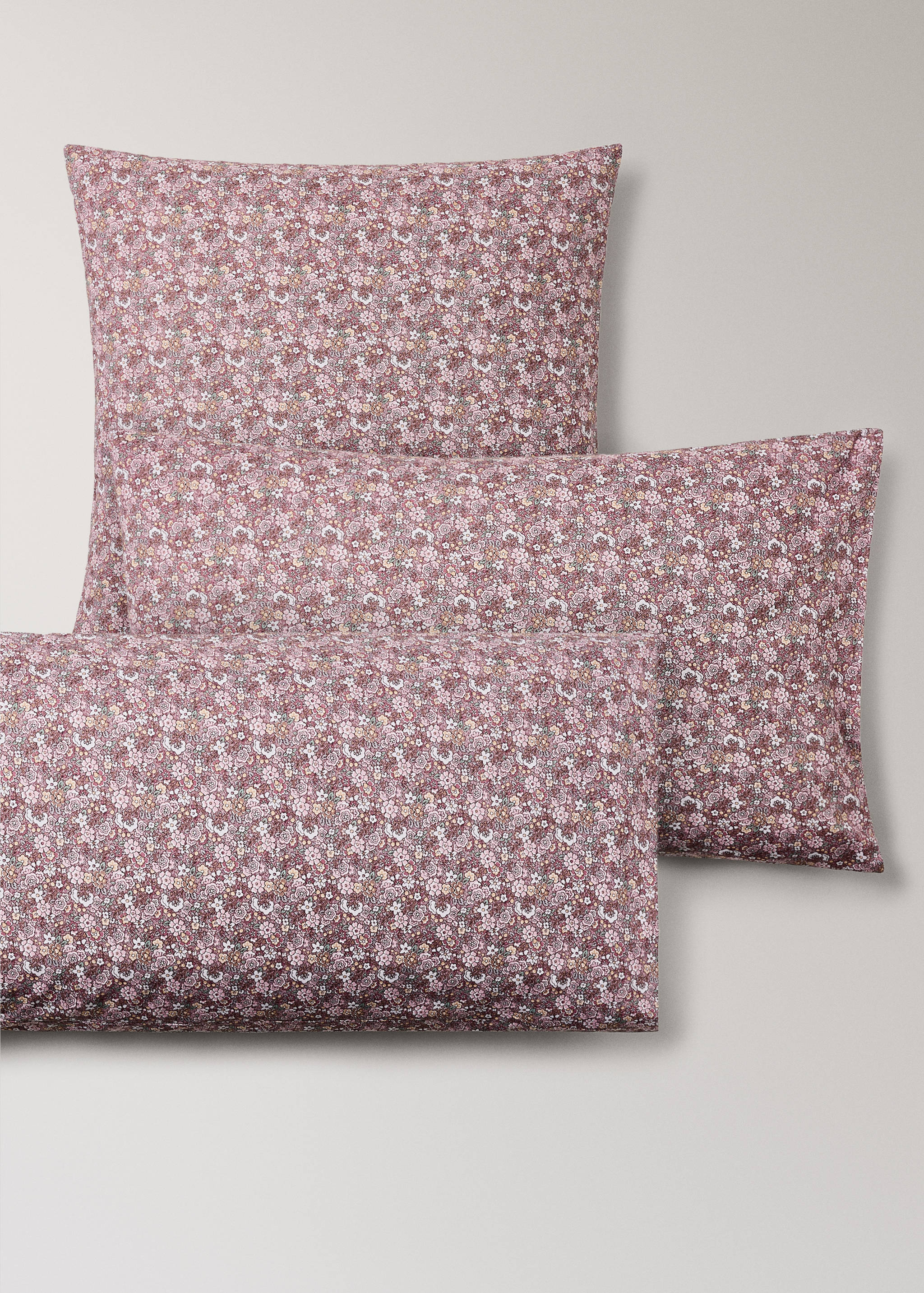 Percale cotton pillowcase with small floral print 60x60 cm - Details of the article 4