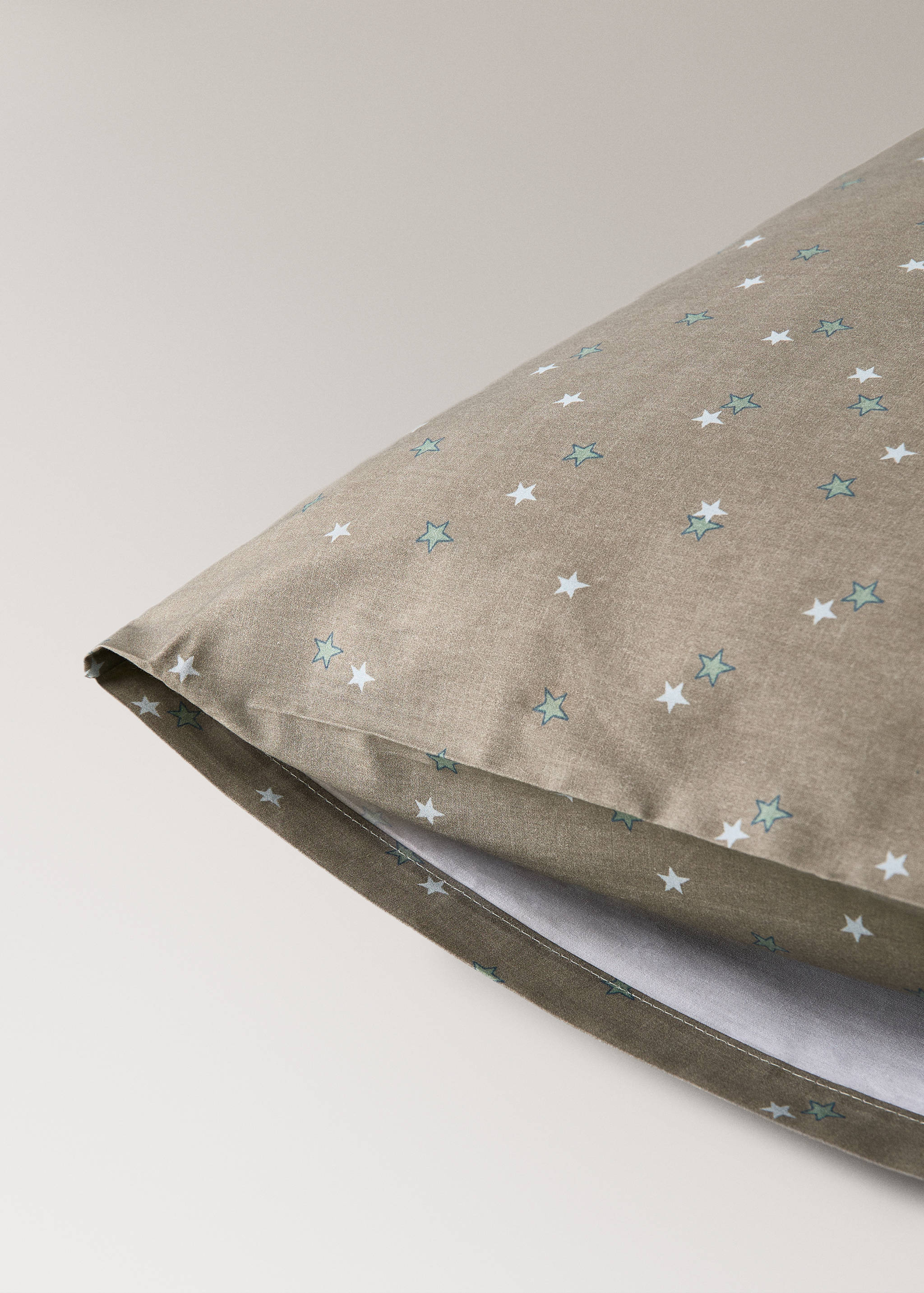 Percale cotton children's star-print pillowcase 50x50 cm - Details of the article 2
