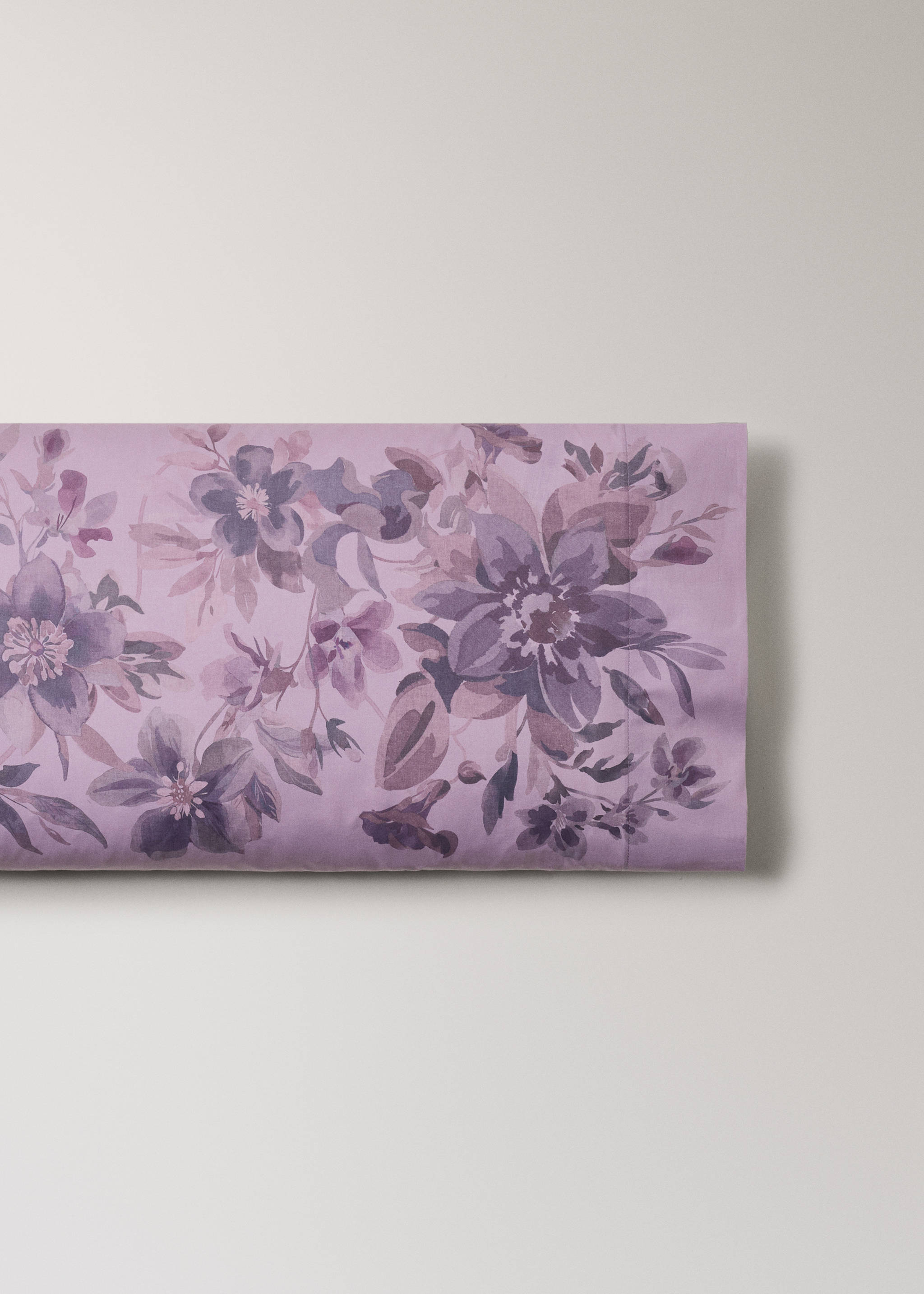 Percale cotton watercolour floral-print pillowcase 17.72x43.31 in - Article without model