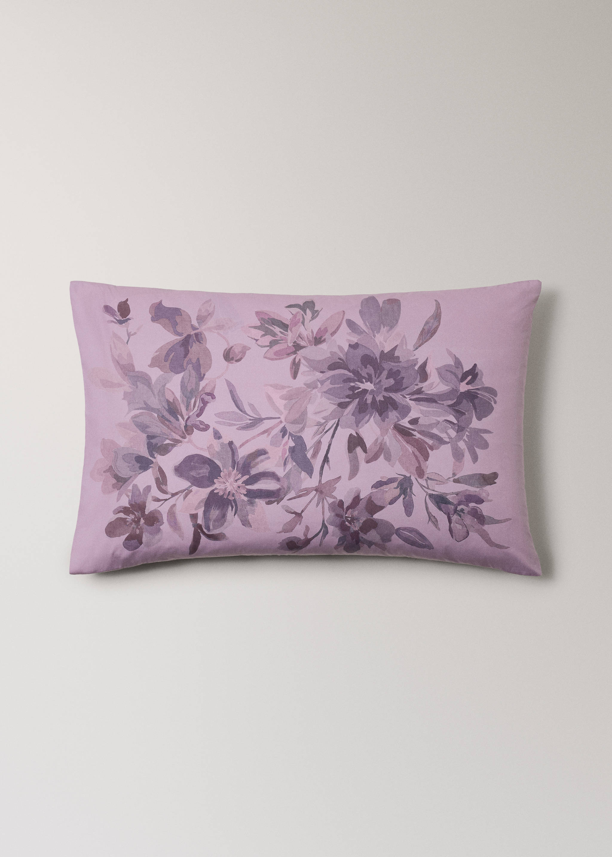 Kissenbezug aus Baumwollperkal mit Aquarell-Blumenmuster 50x75 cm - Artikel ohne Model
