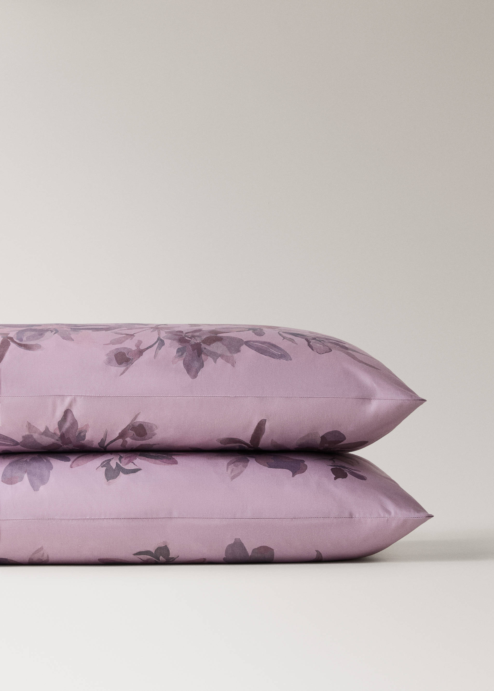 Kissenbezug aus Baumwollperkal mit Aquarell-Blumenmuster 50x75 cm - Detail des Artikels 1