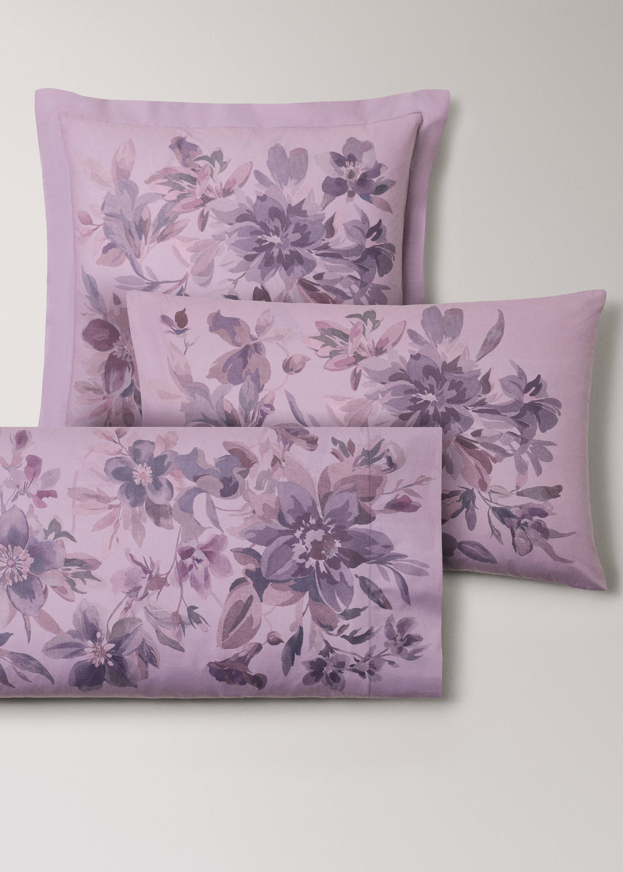 Funda almohada algodón percal estampado flor acuarela 60x60 cm - Detalle del artículo 4