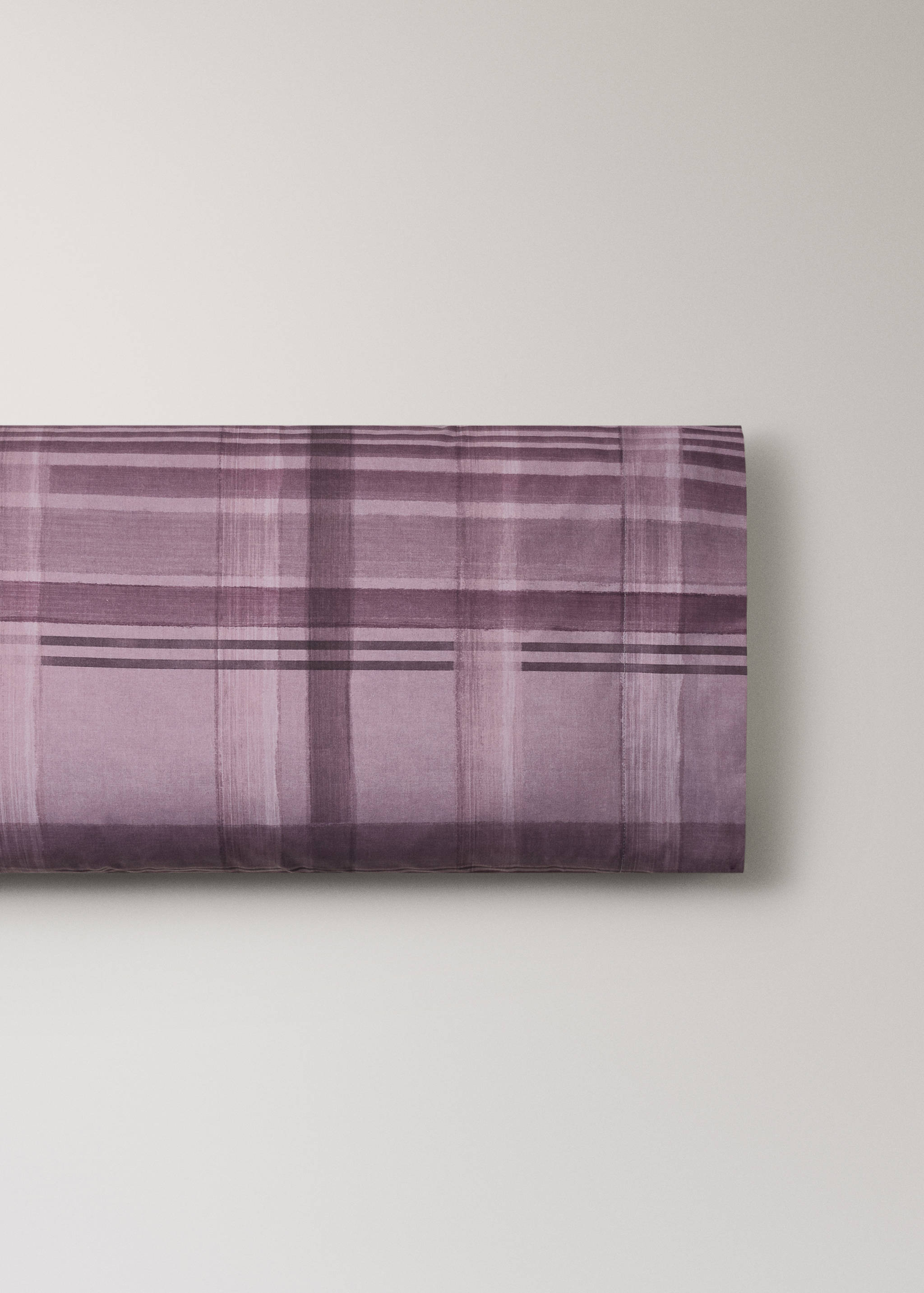 Percale cotton watercolour check-print pillowcase 45x110cm - Article without model