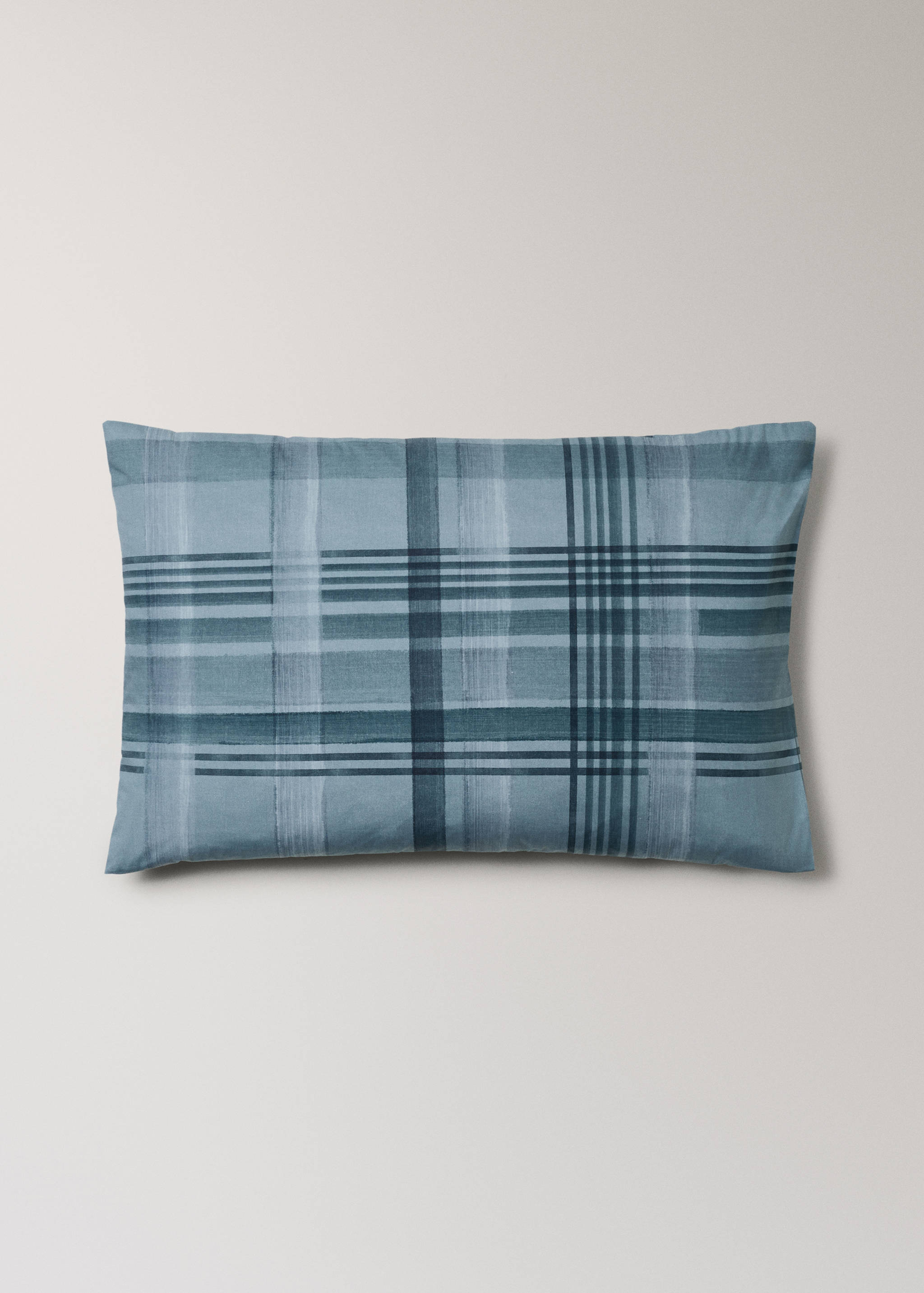 Percale cotton watercolour check-print pillowcase 50x75 cm - Article without model