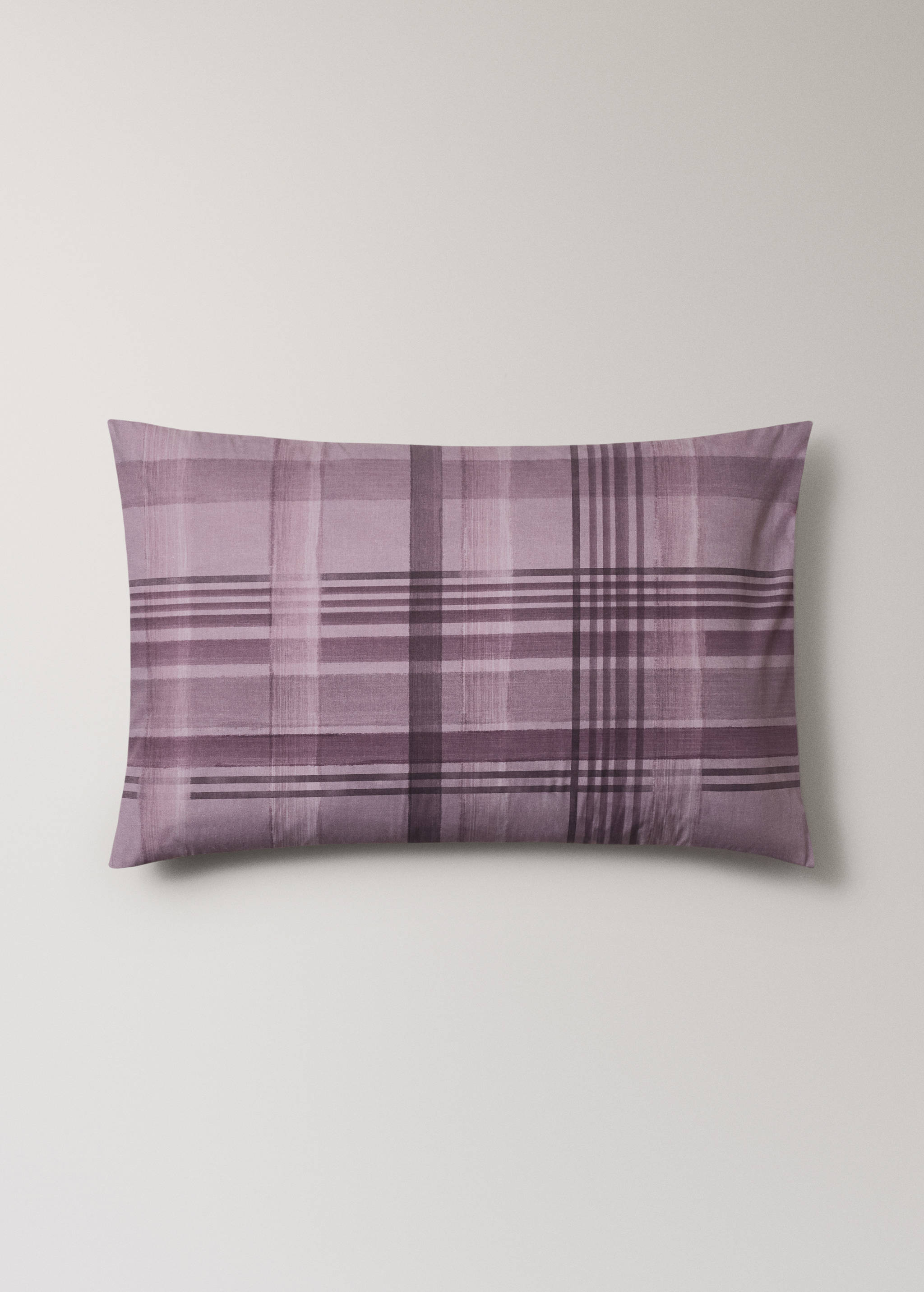 Percale cotton watercolour check-print pillowcase 50x75 cm - Article without model