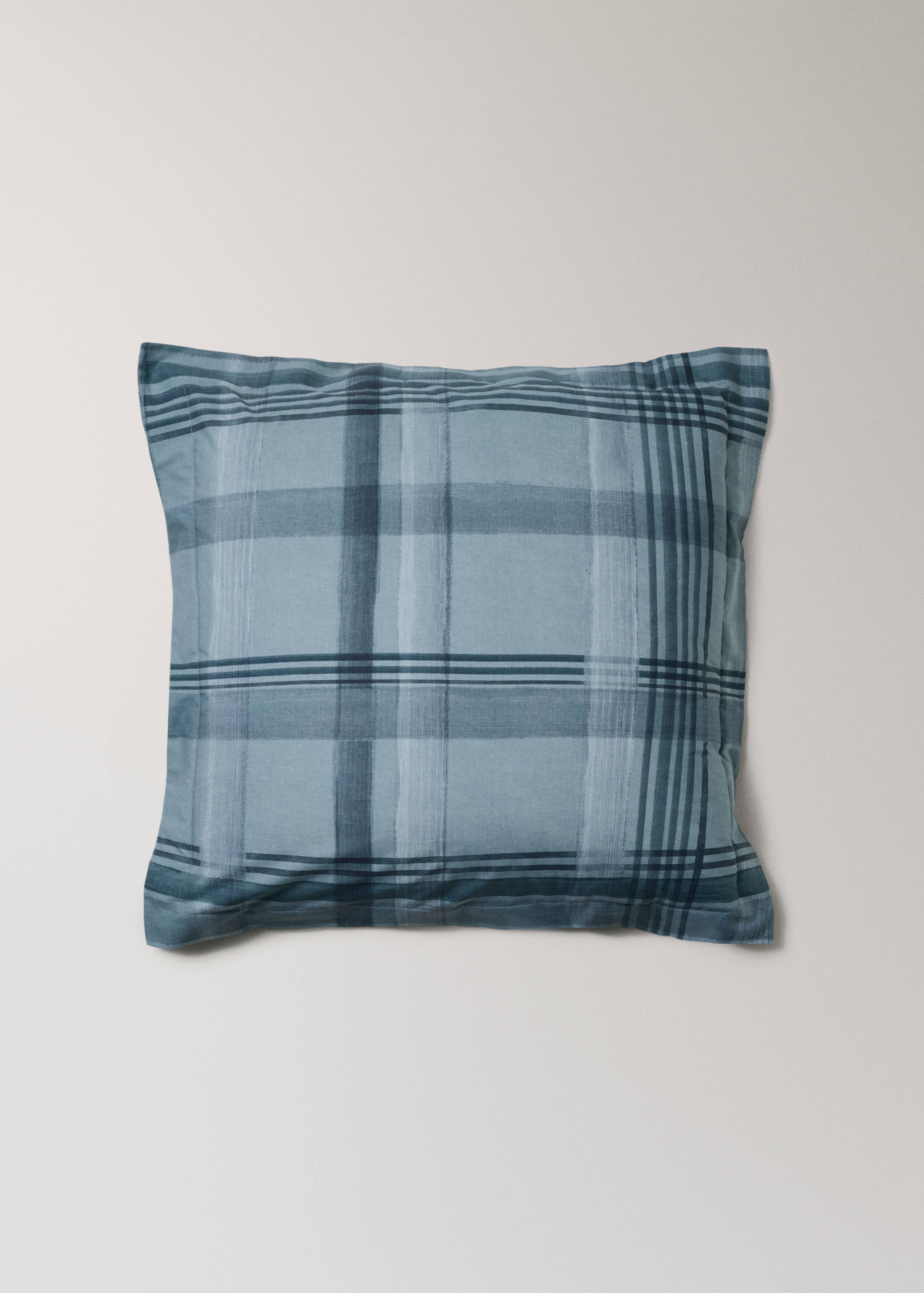 Percale cotton watercolour check-print pillowcase 60x60 cm - Article without model