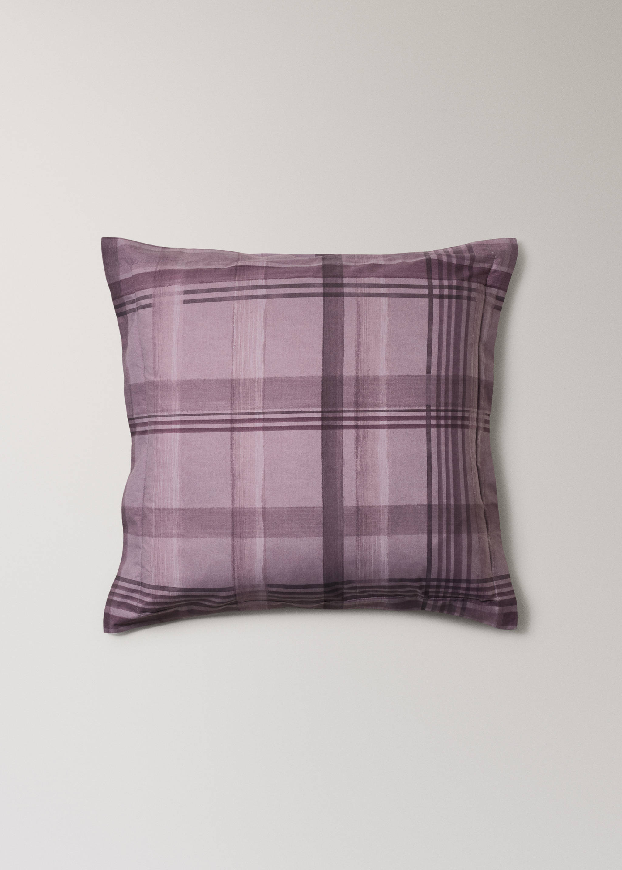 Percale cotton watercolour check-print pillowcase 60x60 cm - Article without model