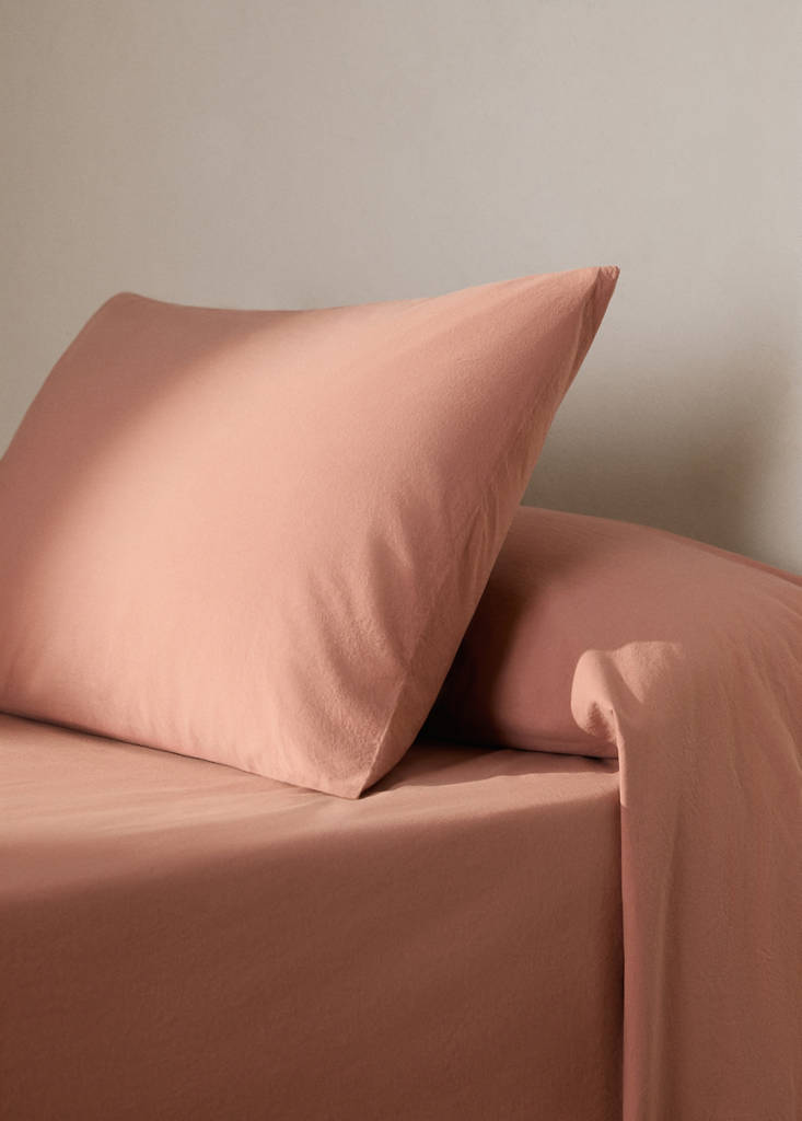 MANGO HOME - Taie d'oreiller coton lavé nauds 45x110 cm marron moyen - 45x110cm