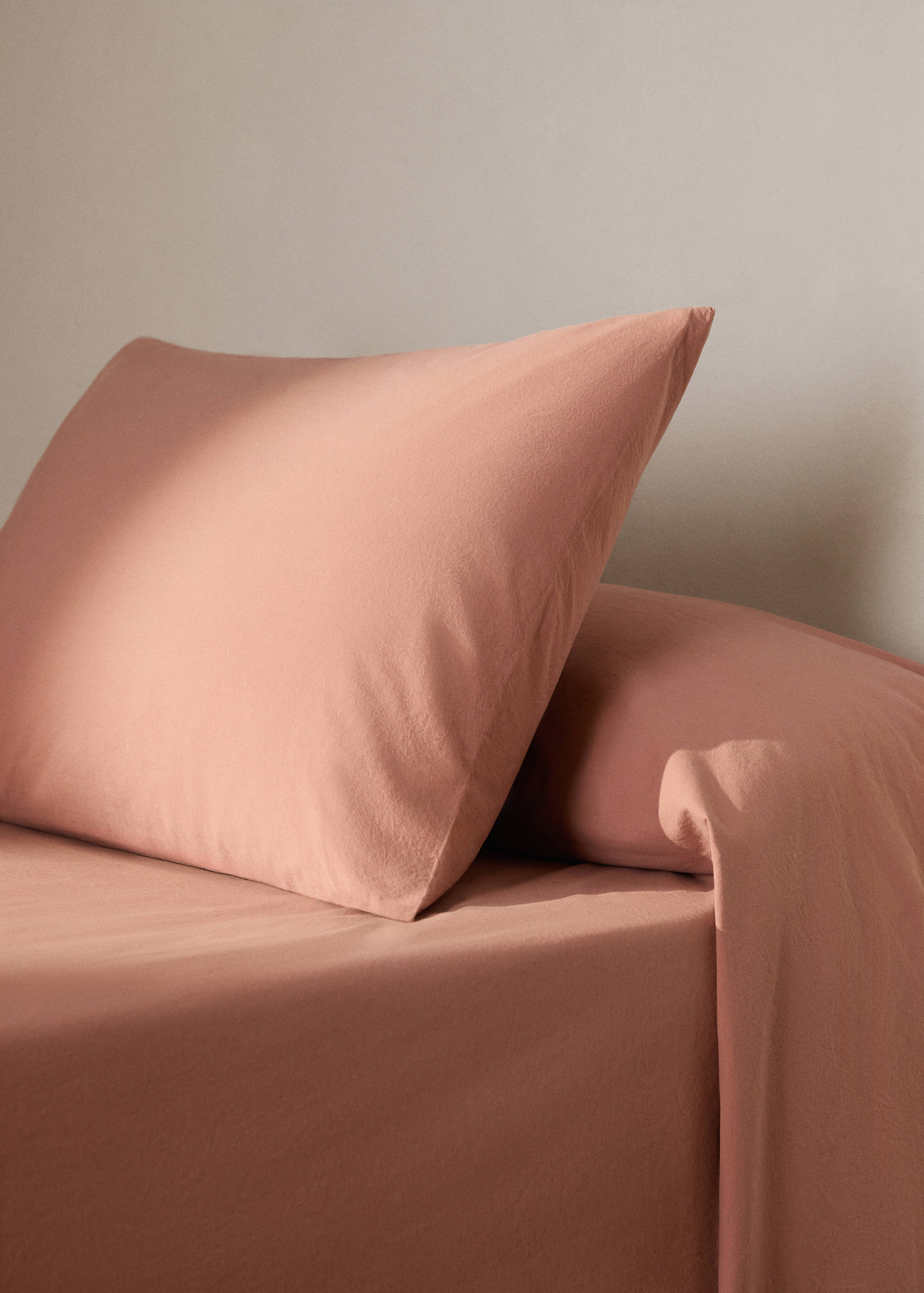 Deux taies d’oreiller coton lavé nœuds 50x75 cm - Plan général