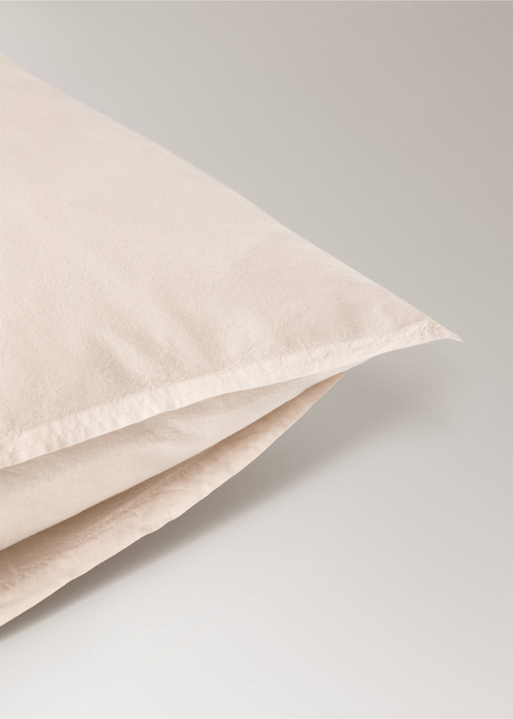 Children's washed cotton double-stitched pillowcase 50x75 cm - Details of the article 2, Ecru. Ref: 17011639-00.