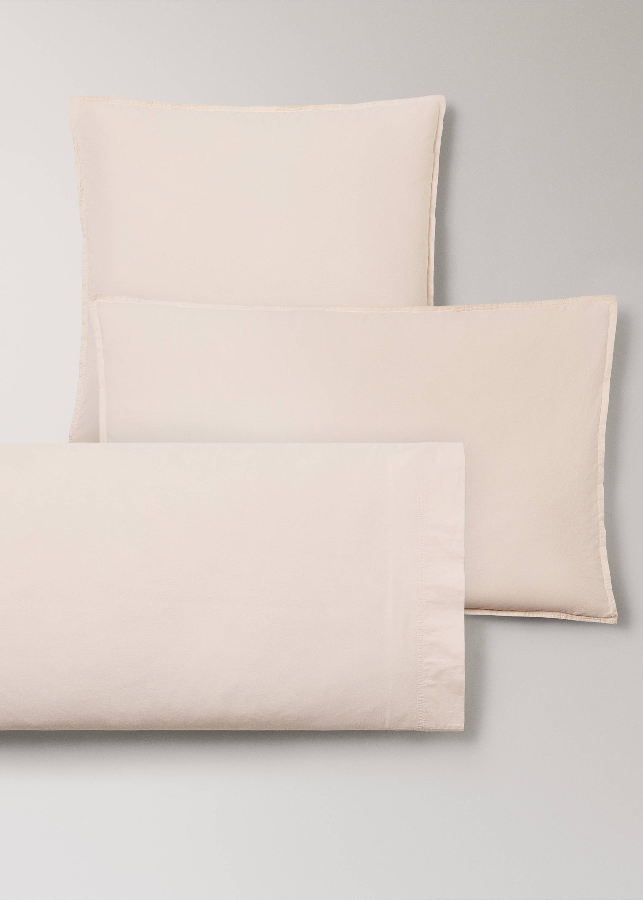 Children's washed cotton double-stitched pillowcase 60x60 cm - Details of the article 3, Ecru. Ref: 17011640-00.