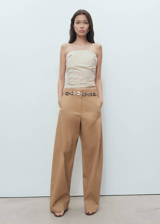 Orta bel wide leg pantolon